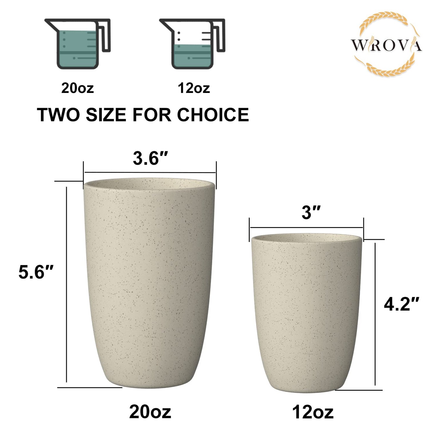 Wheat Straw Cups 8 PCS Good Alternative to Plastic Reusable Cups 20 oz Unbreakable Drinking Cup Reusable Dishwasher Safe Water Plastic Glasses Colorful Series