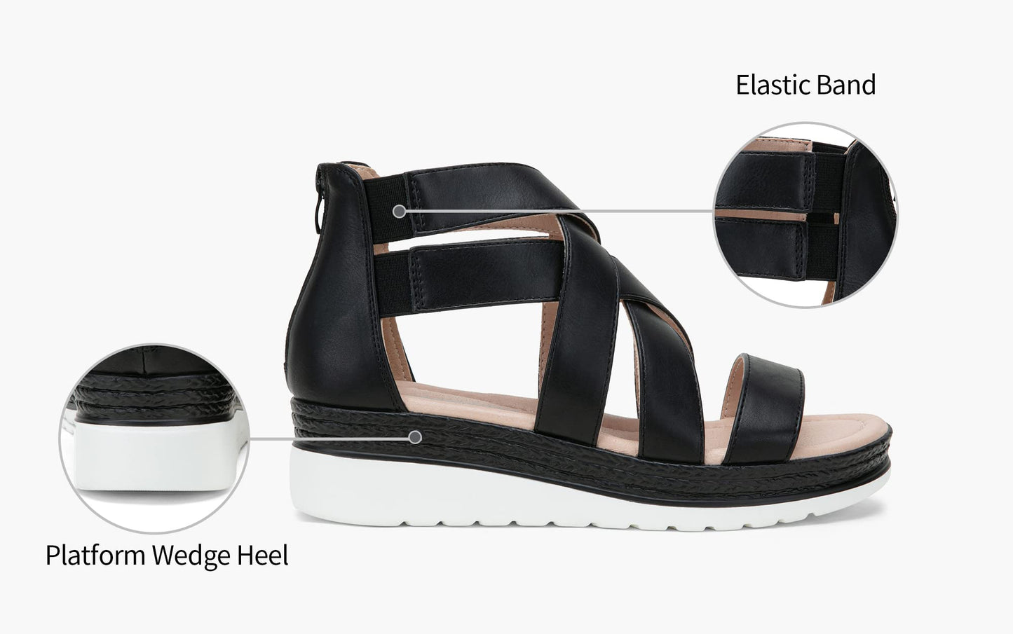 Jeossy Damen 866 Plateausandalen,Keilsandalen,Riemchensandalen,Sommersandalen für Damen mit Reißverschluss