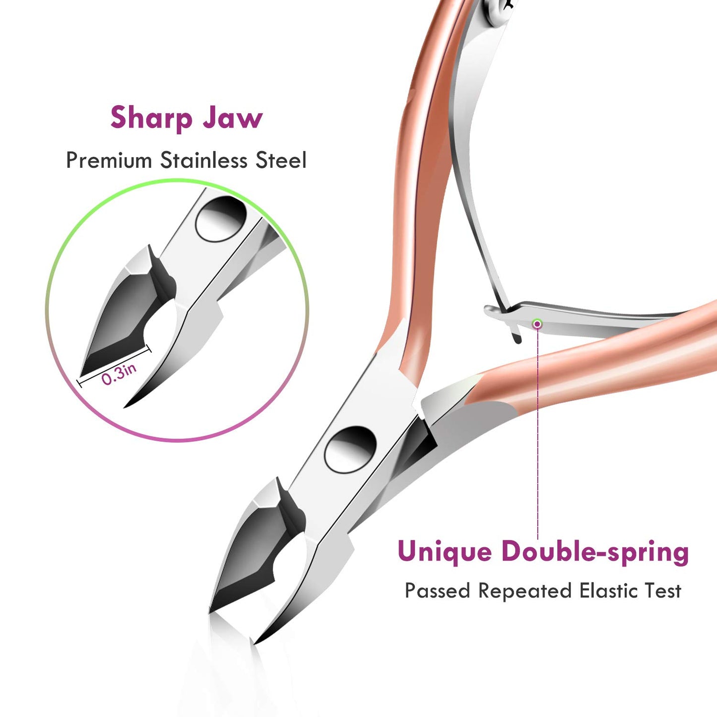 3-Piece Rainbow Cuticle Care Kit – Precision Trimmer, Dual-Head Pusher & Scraper | Surgical-Grade Stainless Steel