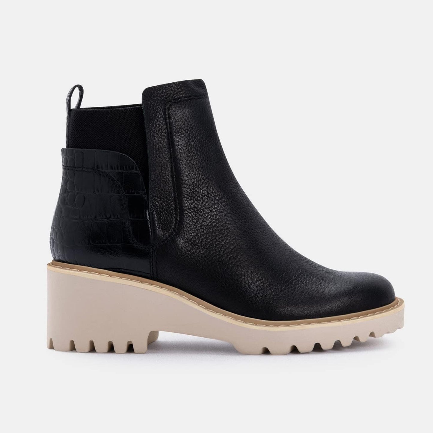Trish Lucia Damen Chelsea-Stiefel mit Plateausohle, knöchelhoch, klobiger Blockabsatz, rutschfest, Wildleder, modische Schlupfstiefeletten