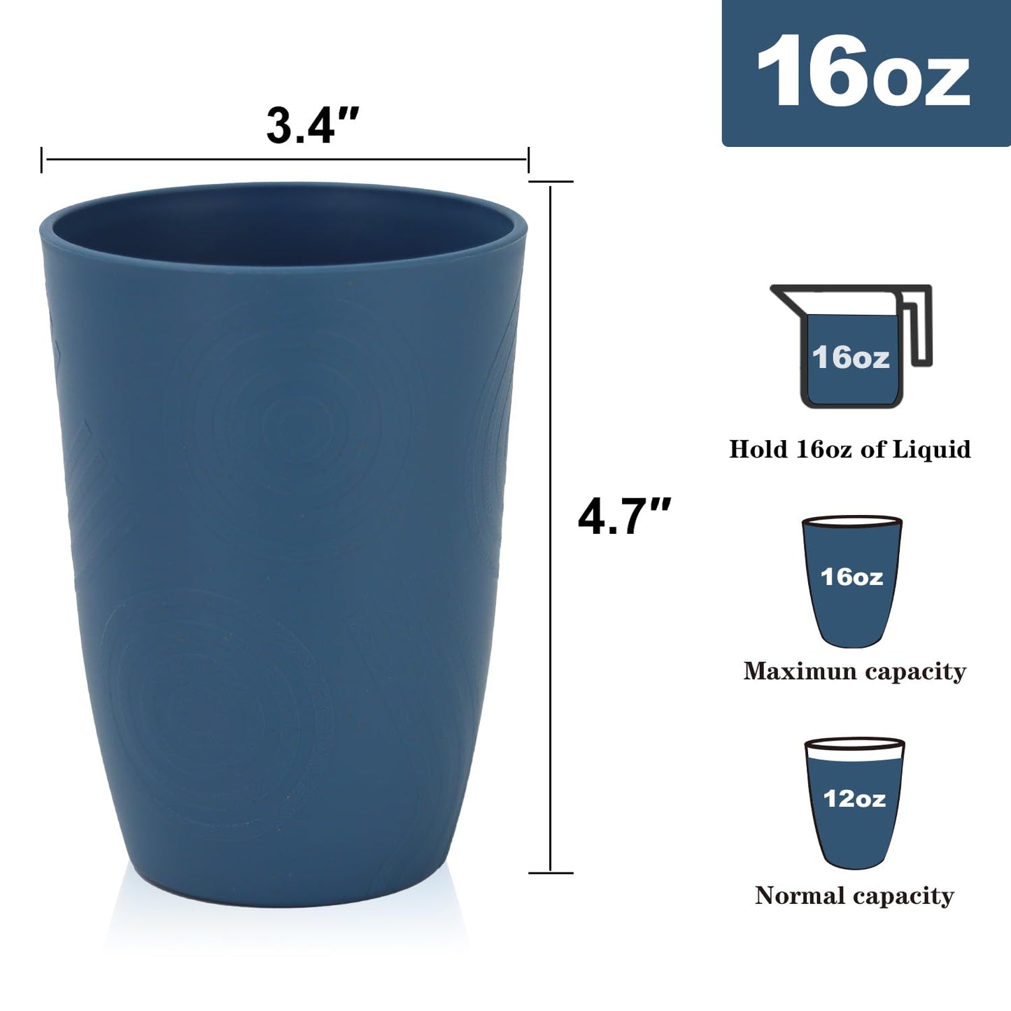 Homienly Becher mit Weizenstrohhalm, Plastikbecher, unzerbrechliche Trinkbecher, wiederverwendbare, spülmaschinenfeste Wassergläser, stapelbare Plastik-Wasserbecher in mehreren Farben (20 OZ, 8 Stück)