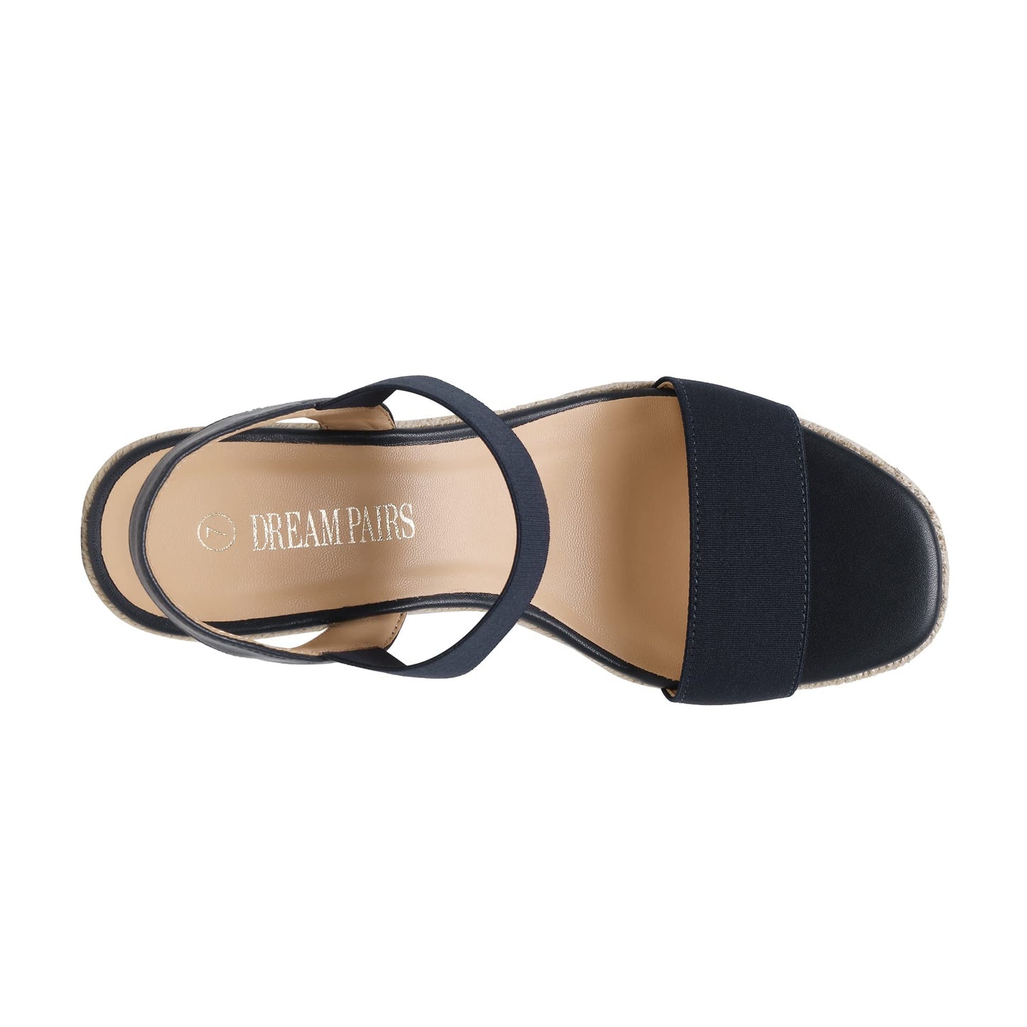 DREAM PAIRS Damen Espadrilles mit offener Spitze, elegante Plateausandalen, Schlupfsandalen mit elastischem Knöchelriemen und Keilabsatz