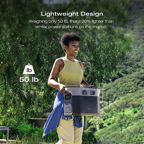 EF ECOFLOW Solar Generator DELTA 2 Max 2048Wh With 400W Solar Panel, LFP Battery Portable Power Station Up to 3400W AC Output Fast Charging 0-80% in 43 Min solar powered generator For Camping, RV