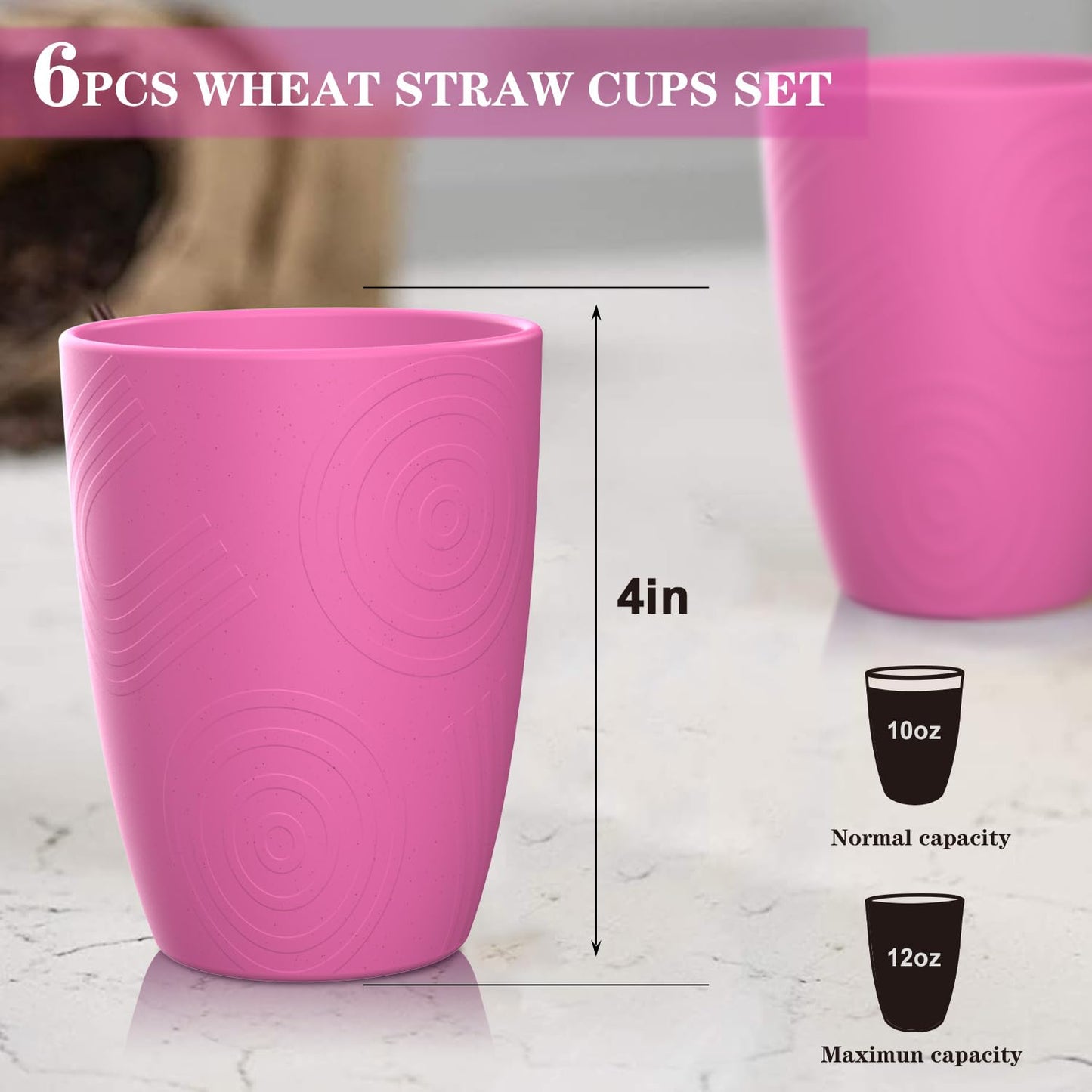 Homienly Becher mit Weizenstrohhalm, Plastikbecher, unzerbrechliche Trinkbecher, wiederverwendbare, spülmaschinenfeste Wassergläser, stapelbare Plastik-Wasserbecher in mehreren Farben (20 OZ, 8 Stück)