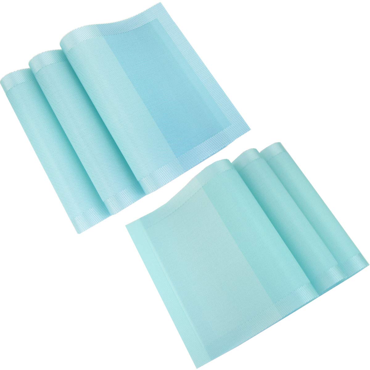 PIGCHCY Keilförmige Tischsets für den Esstisch, kreuzgewebt, waschbares Vinyl-Tischset, hitzebeständig, runde Tischsets, 4er-Set (Silbergrau)
