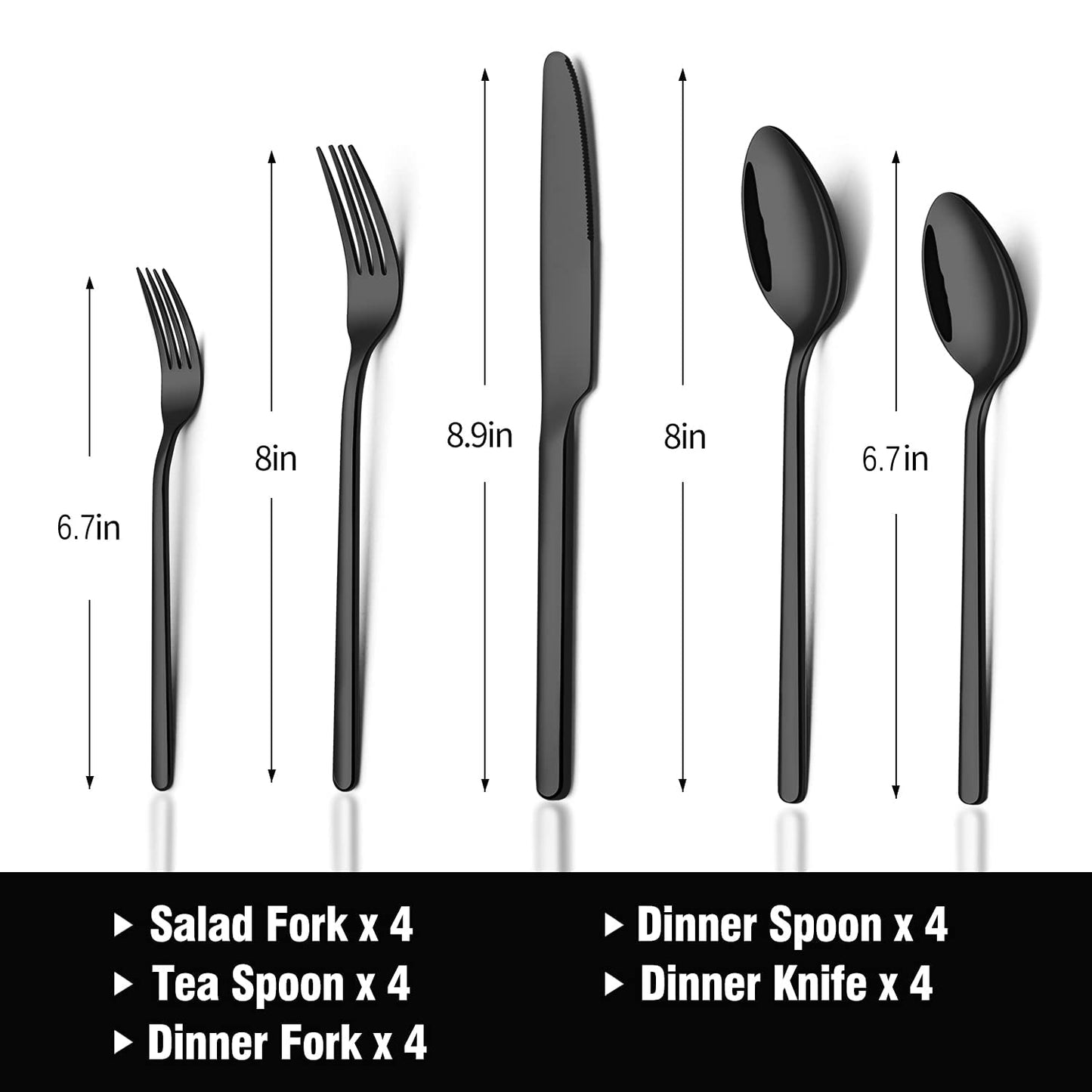 KINGSTONE Besteckset, 20-teiliges Besteckset für 4 Personen, Besteck aus Edelstahl 18/10, hochglanzpoliert, spülmaschinenfest, für Zuhause, Restaurant, Hochzeit, Party (Silber, 20-teilig für 4)