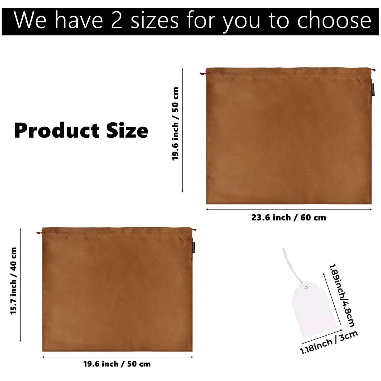 Lot de 6 sacs anti-poussière en soie pour sacs à main, sacs à main, chaussures, bottes, sac à cordon anti-poussière en soie, pochette de rangement de voyage (blanc, 19,6 × 15,7 pouces)