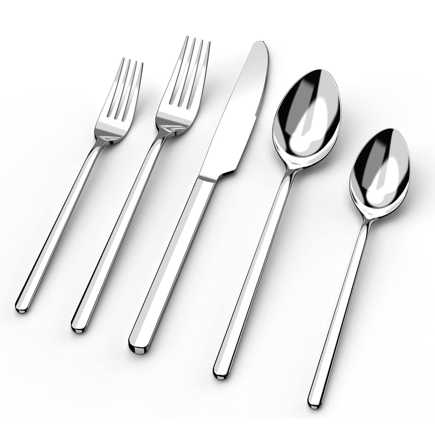 KINGSTONE Besteckset, 20-teiliges Besteckset für 4 Personen, Besteck aus Edelstahl 18/10, hochglanzpoliert, spülmaschinenfest, für Zuhause, Restaurant, Hochzeit, Party (Silber, 20-teilig für 4)
