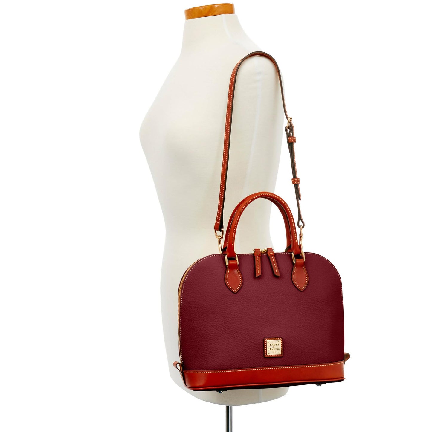 Dooney & Bourke Women's Zip Zip Satchel in Pebble Grain Leather, Large Handbag with Adjustable & Detachable Shoulder Strap