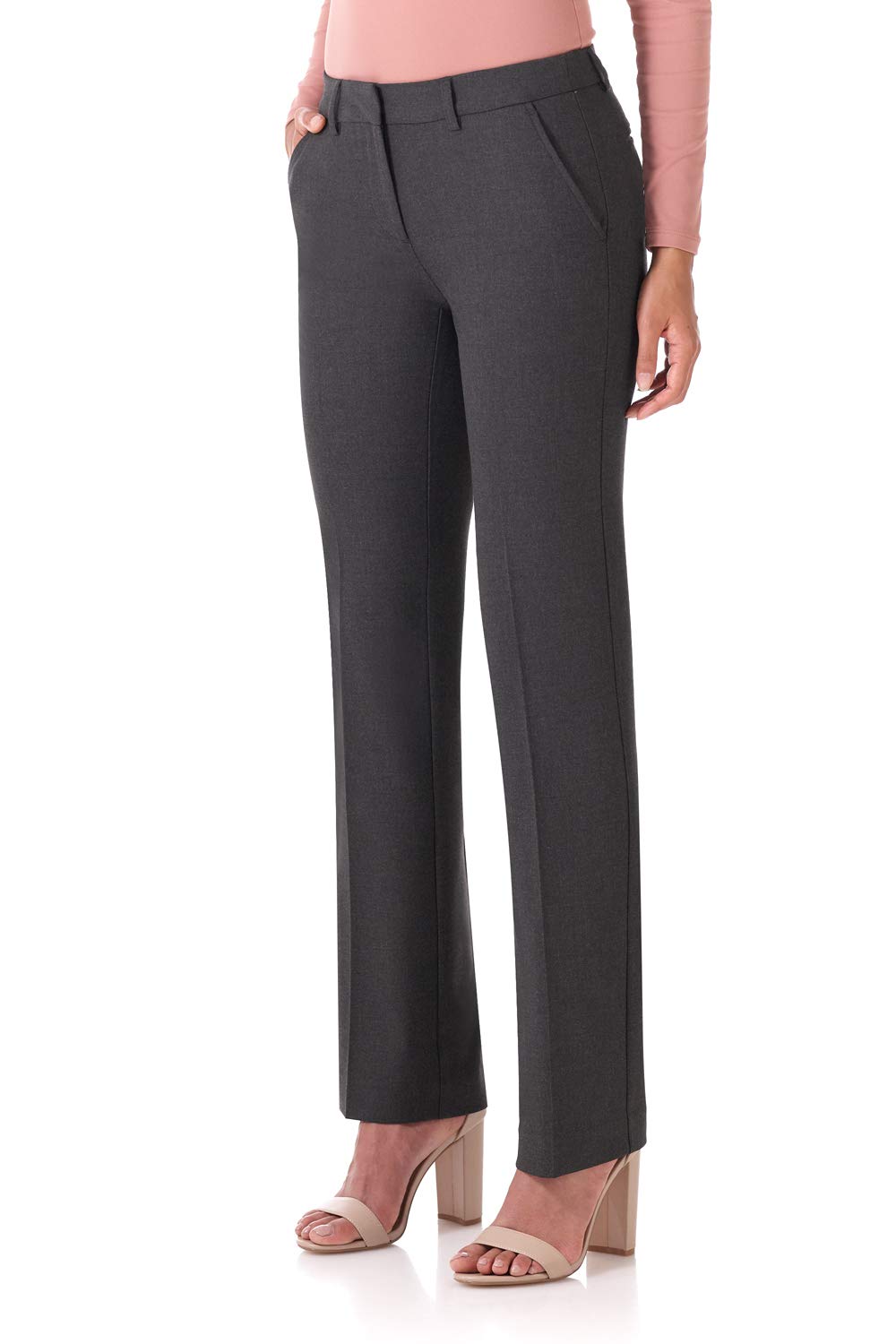 Rekucci Smart Stretch-Hose für Damen vom Schreibtisch bis zum Abendessen mit geradem Bein und Reißverschluss