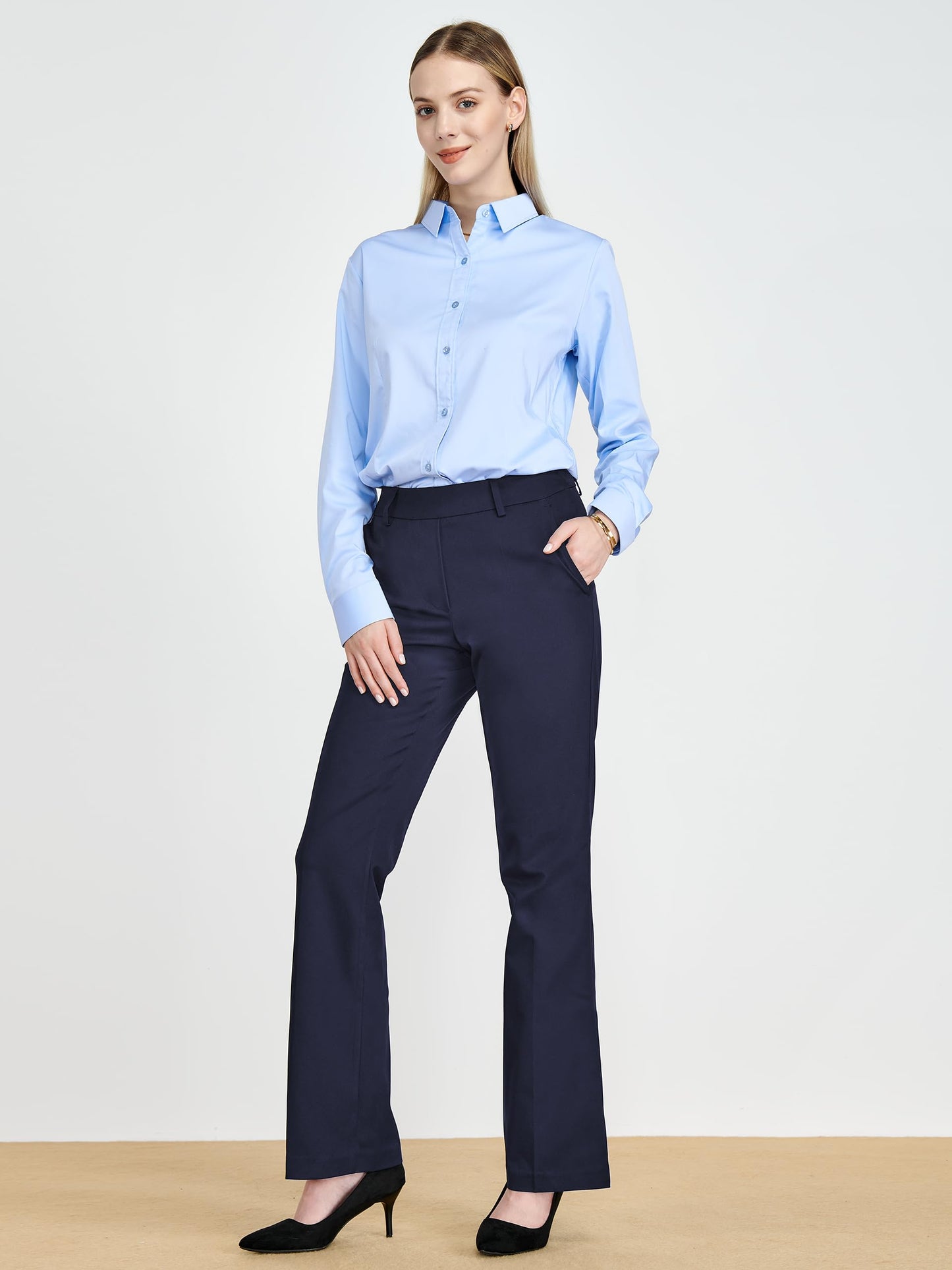 Pantalon extensible pour femme Tapata 28''/30''/32''/34'' avec poches, taille haute, petite, taille standard pour le travail au bureau
