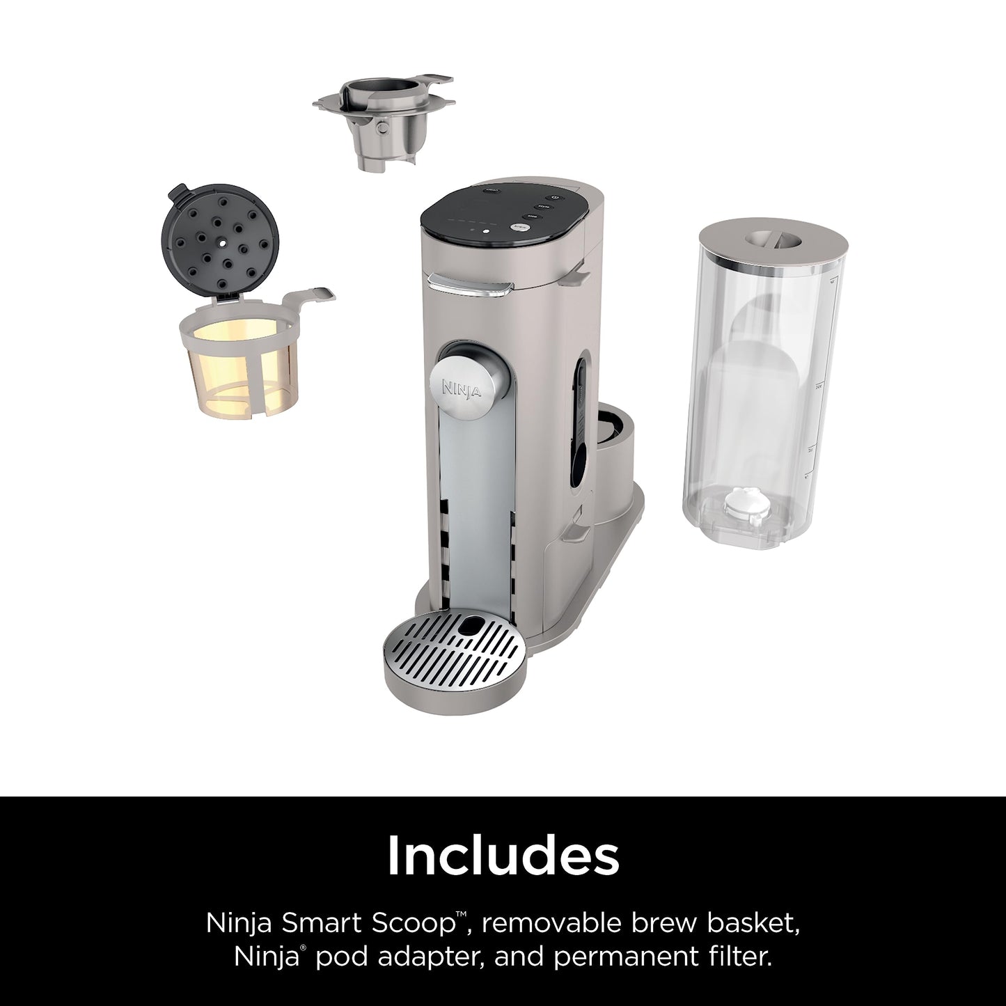Ninja Pods & Grounds Single-Serve Coffee Maker, K-Cup Compatible, Brews Hot & Iced Coffee, Compact, 56-oz Reservoir, 6-oz Cup to 24-oz Travel Mug Sizes, PB041ST