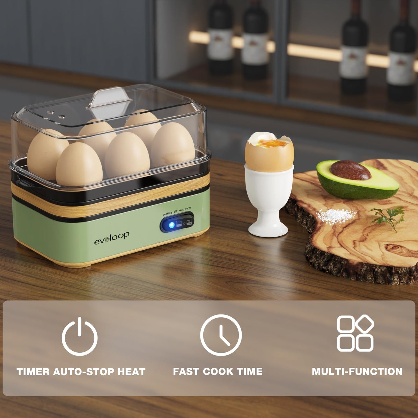 Rapid Egg Cooker Electric 6 Eggs Capacity, Soft, Medium, Hard Boiled, Poacher, Omelet Maker Egg Poacher With Auto Shut-Off, BPA Free