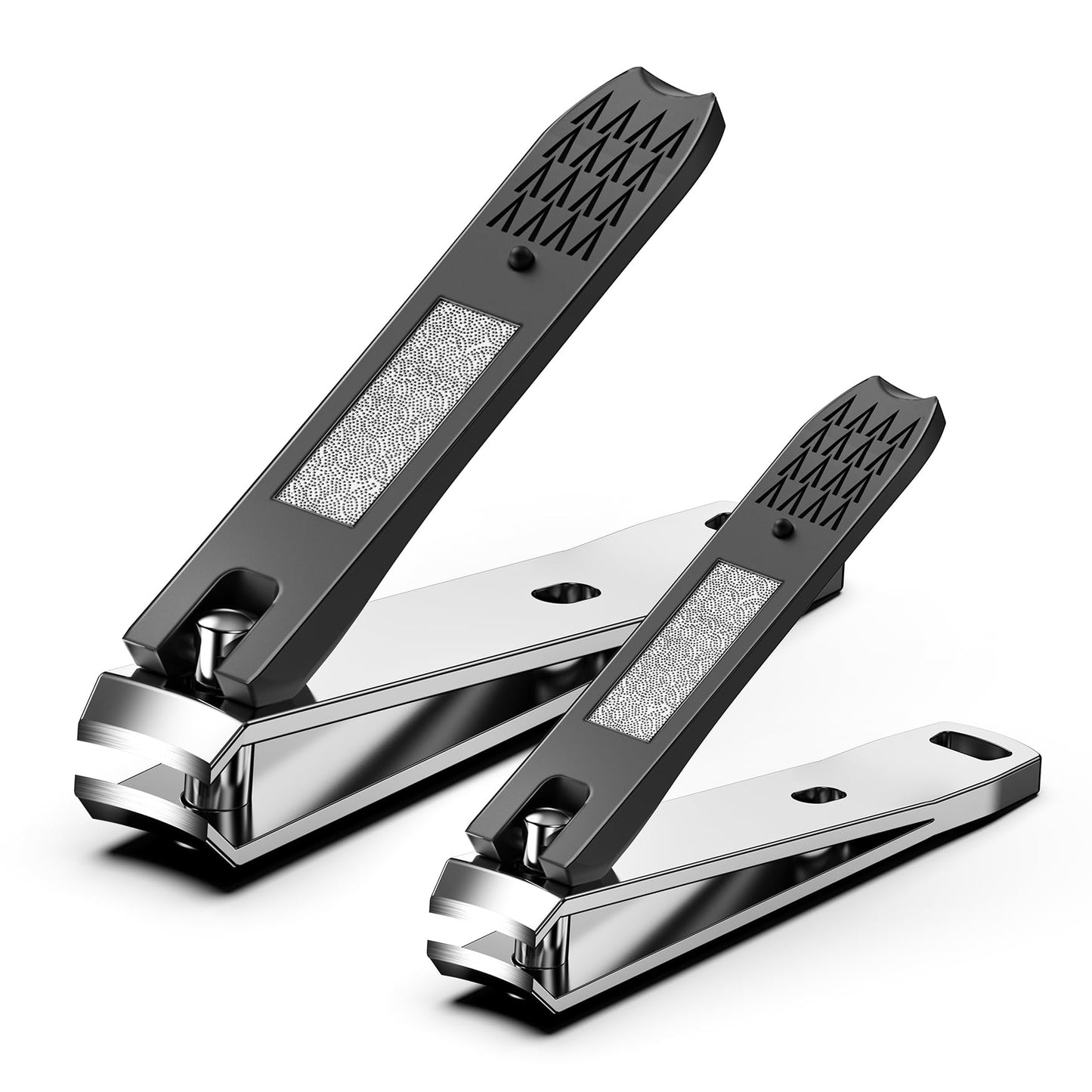 BEZOX Angled Head Toe Nail Clippers for Seniors for Thick Nails - Ergonomic Toenails Clipper for Thick Toenails, Premium Finger Nails Clipper for Adult with Catcher - Black