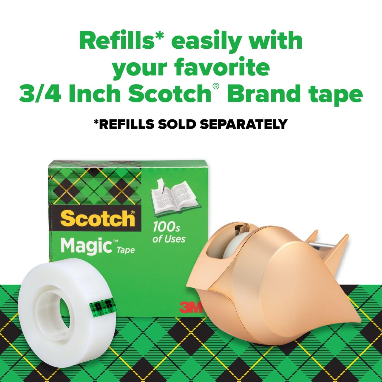 Scotch Hedgehog Klebebandspender, ideal zum Verpacken von Geschenken, enthält 1 Rolle 3/4 Zoll x 350 Zoll Klebeband (C47-HEDGEHOG-G)
