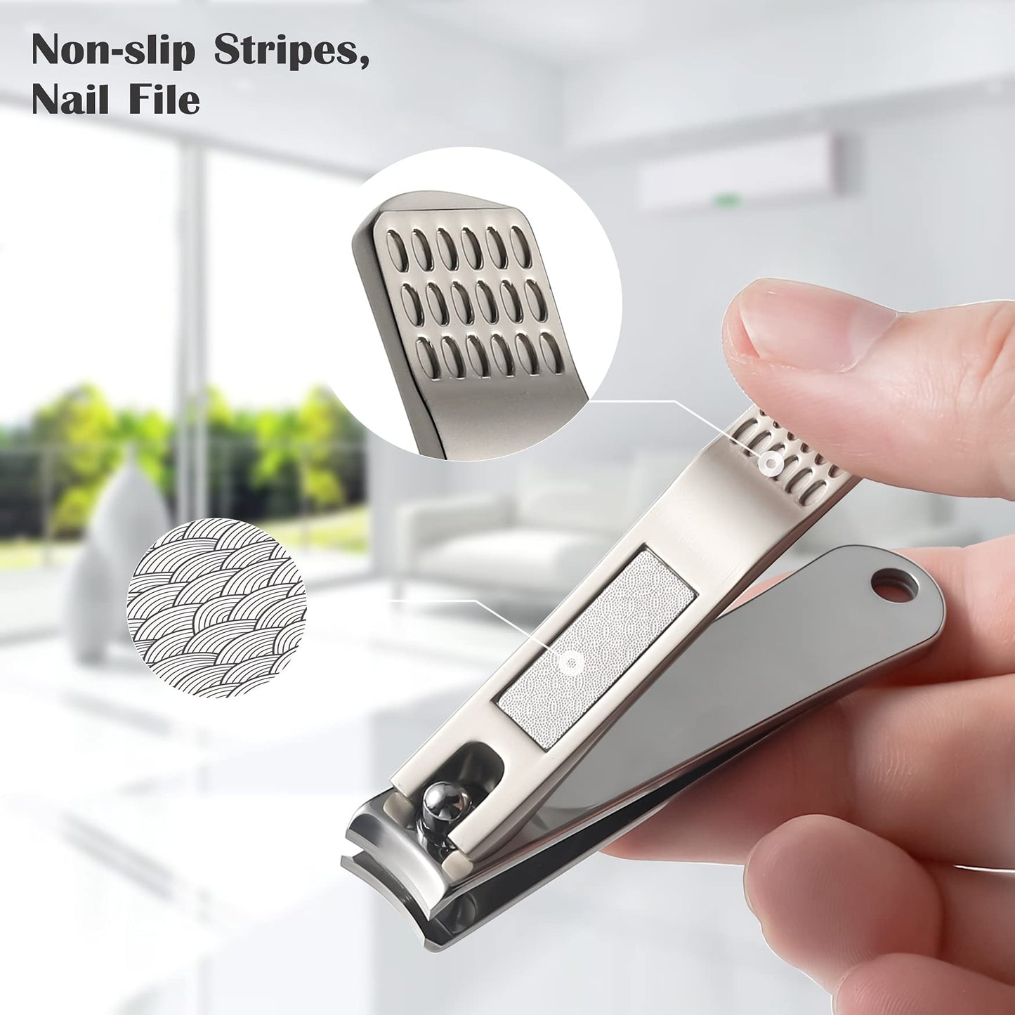 BEZOX Angled Head Toe Nail Clippers for Seniors for Thick Nails - Ergonomic Toenails Clipper for Thick Toenails, Premium Finger Nails Clipper for Adult with Catcher - Black