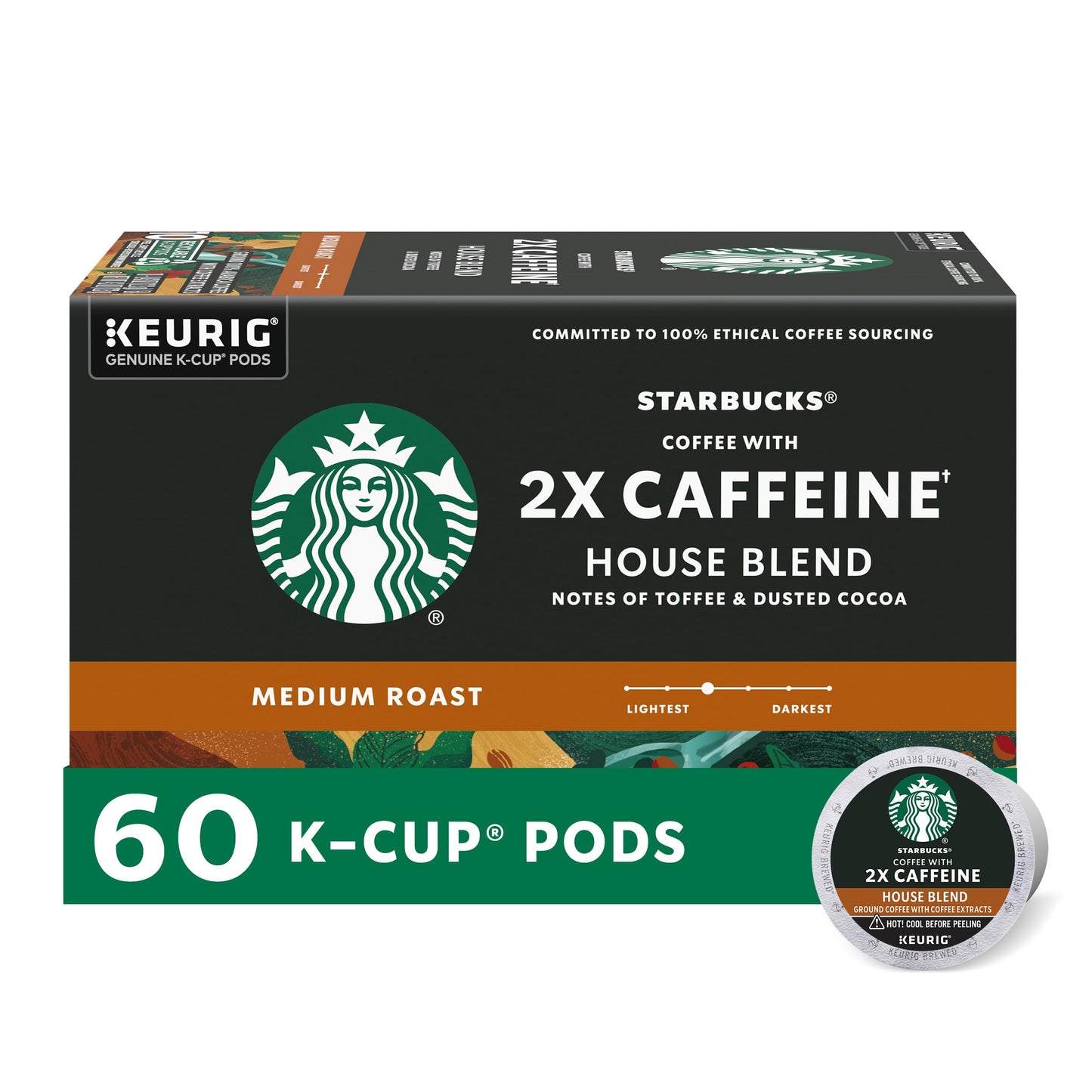 Starbucks K-Cup-Kaffeepads, natürlich aromatisiertes Kaffee-Vielfaltspaket für Keurig-Kaffeemaschinen, 100 % Arabica, 1 Schachtel (40 Pads)