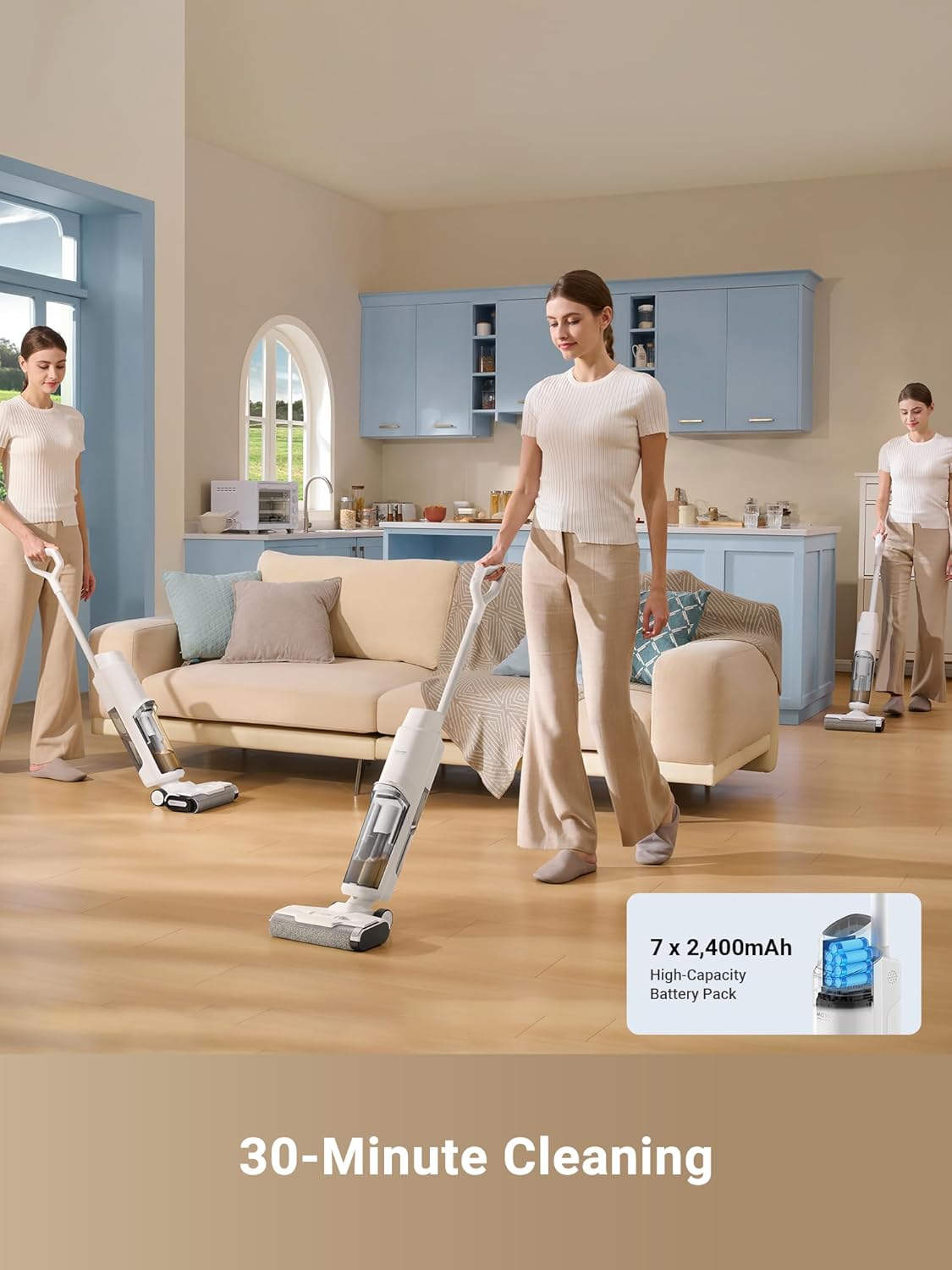 DREAME K10 Plus Wet Dry Vacuum Cleaner, Cordless Vacuum Mop with Self-Washing, 8.38lbs Lightweight Floor Washer, 30min Runtime, Edge Cleaning Great for Hardfloor, Specially Designed Twin Scraper