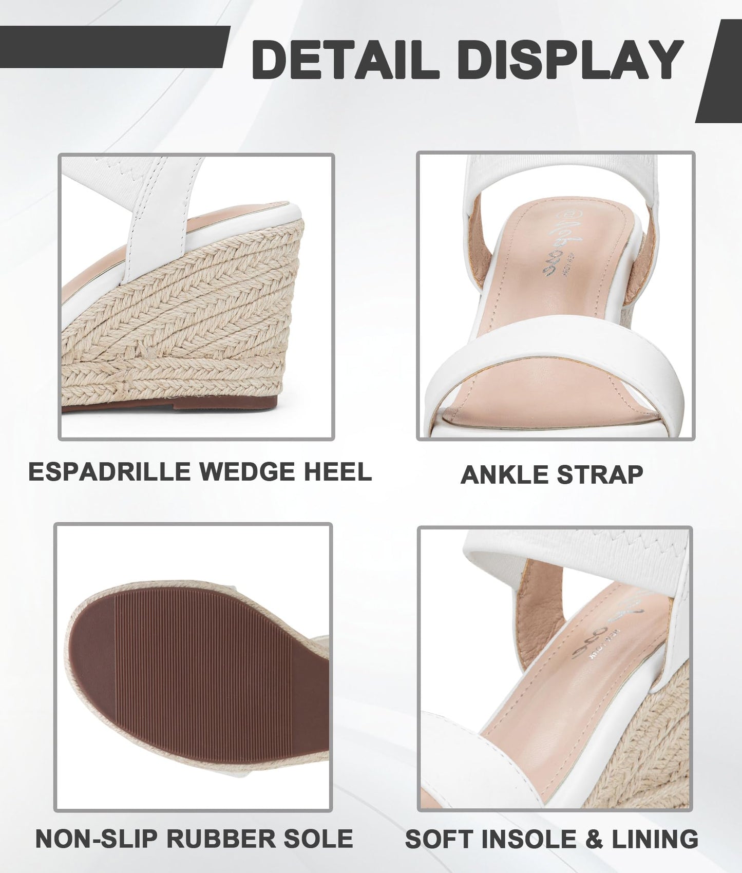 Vepose Damen 881 Keilsandalen Elastischer Fesselriemen Espadrilles Plateau Offene Zehenpartie High Heel Stretch Textil Brautschuhe