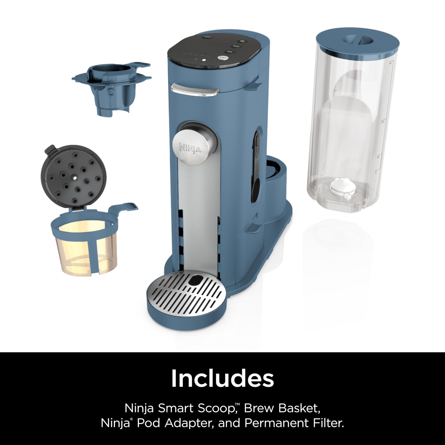 Ninja Pods & Grounds Single-Serve Coffee Maker, K-Cup Compatible, Brews Hot & Iced Coffee, Compact, 56-oz Reservoir, 6-oz Cup to 24-oz Travel Mug Sizes, PB041ST
