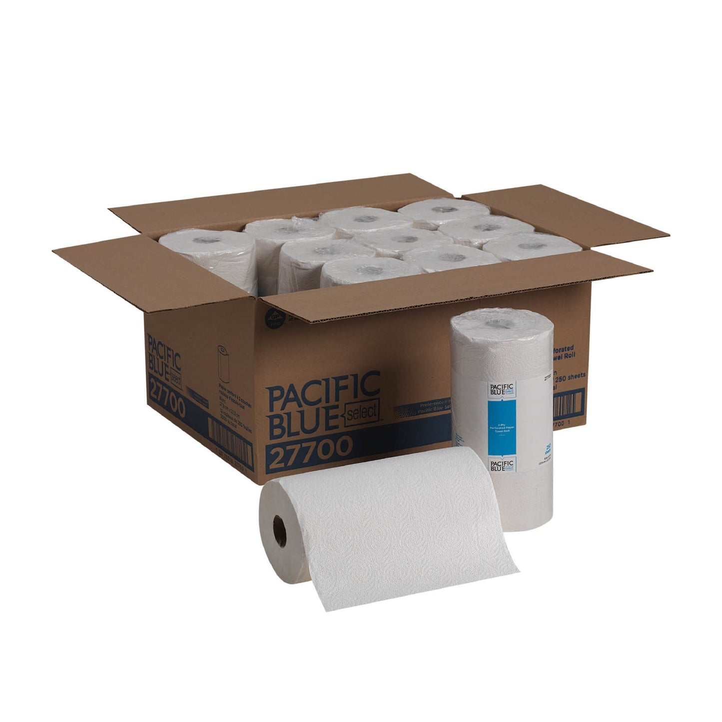 Georgia-Pacific Blue Select 2-lagige perforierte Papierhandtuchrollen, 27385, 85 Blatt pro Rolle, 30 Rollen pro Karton