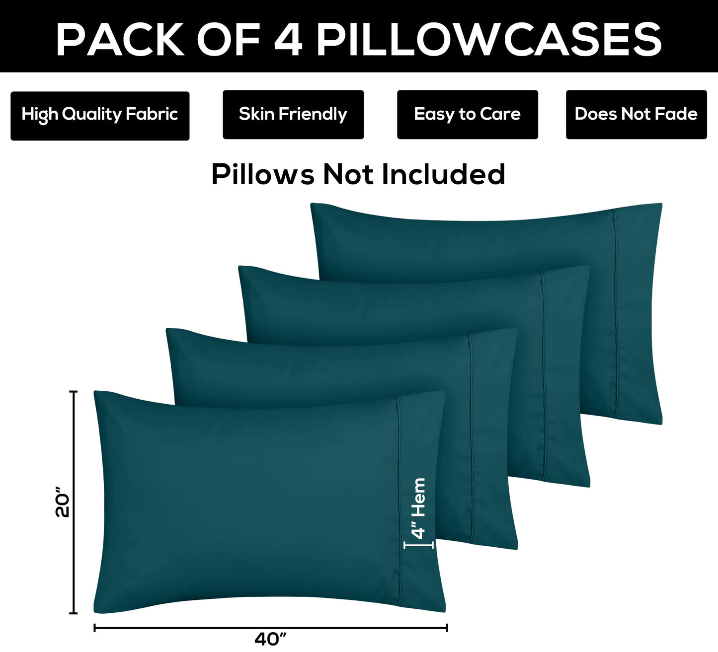 Utopia Bedding Pillow Cases - Envelope Closure - Soft Brushed Microfiber Fabric - Shrinkage and Fade Resistant Pillow