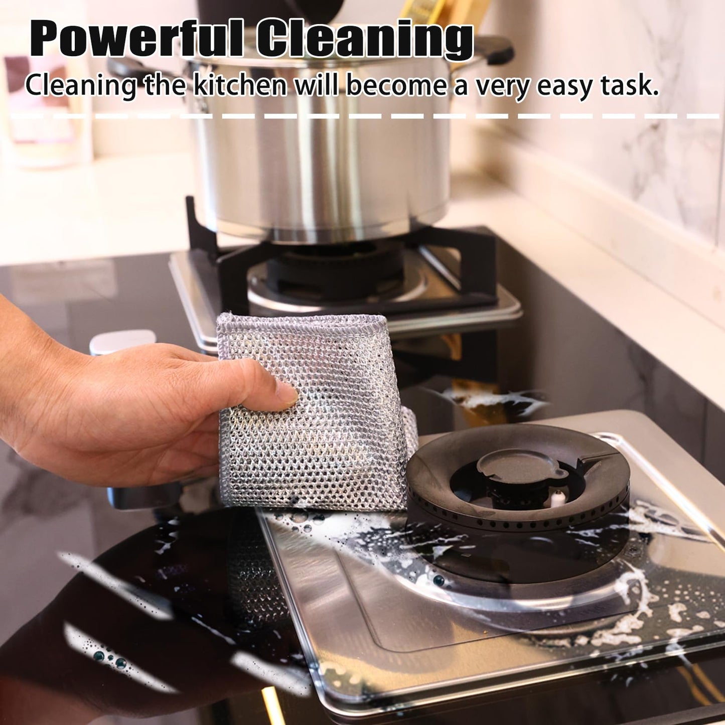 Navona 18 Pcs New Upgrade Steel Wire Dishcloth,Double-Layer Steel Wire Cleaning Cloth,Powerful Cleaning Non-Scratch Wire Dishcloth Rag for Cookware, Sinks, Dishes, Stove Tops, Small
