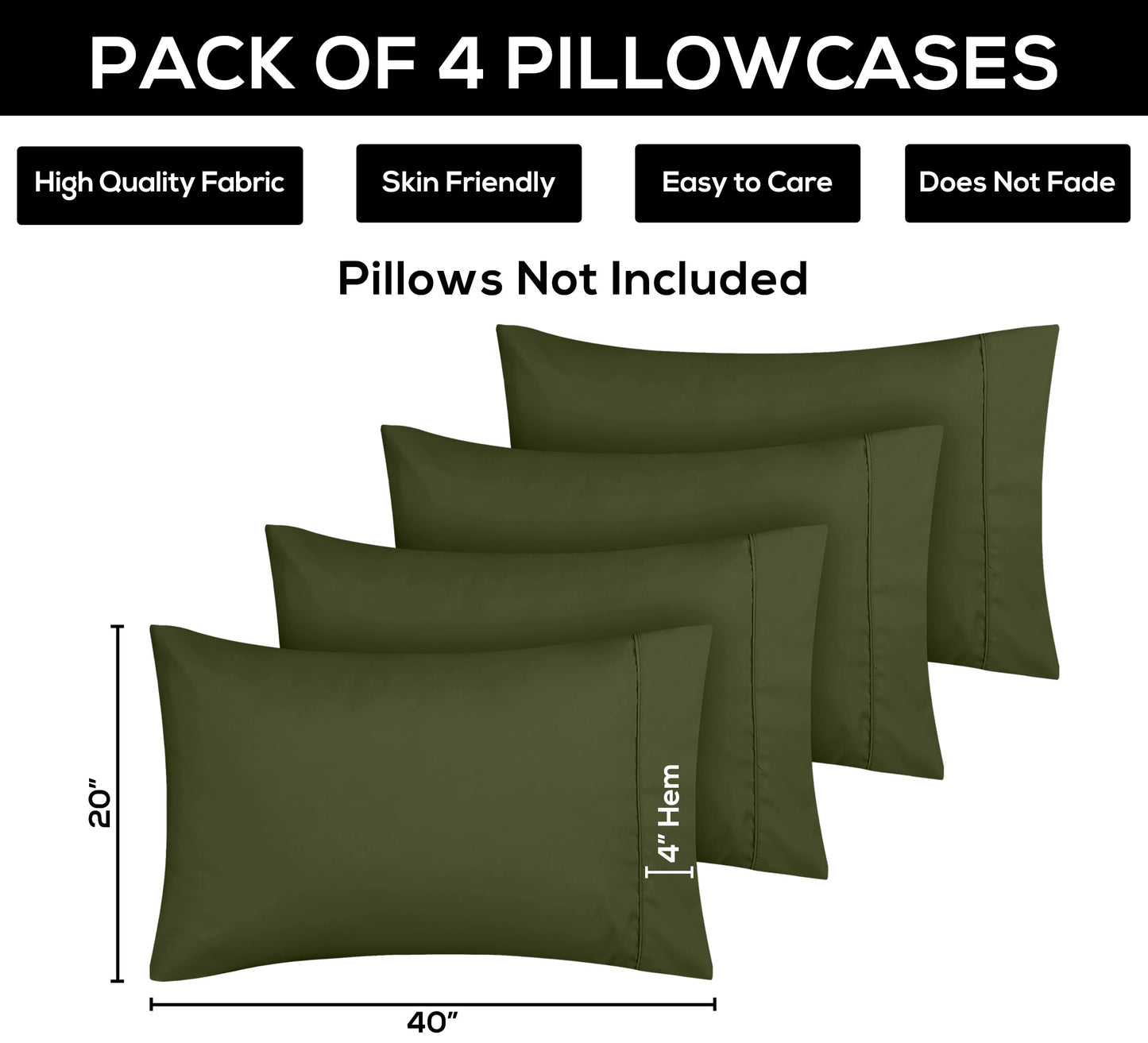Utopia Bedding Pillow Cases - Envelope Closure - Soft Brushed Microfiber Fabric - Shrinkage and Fade Resistant Pillow
