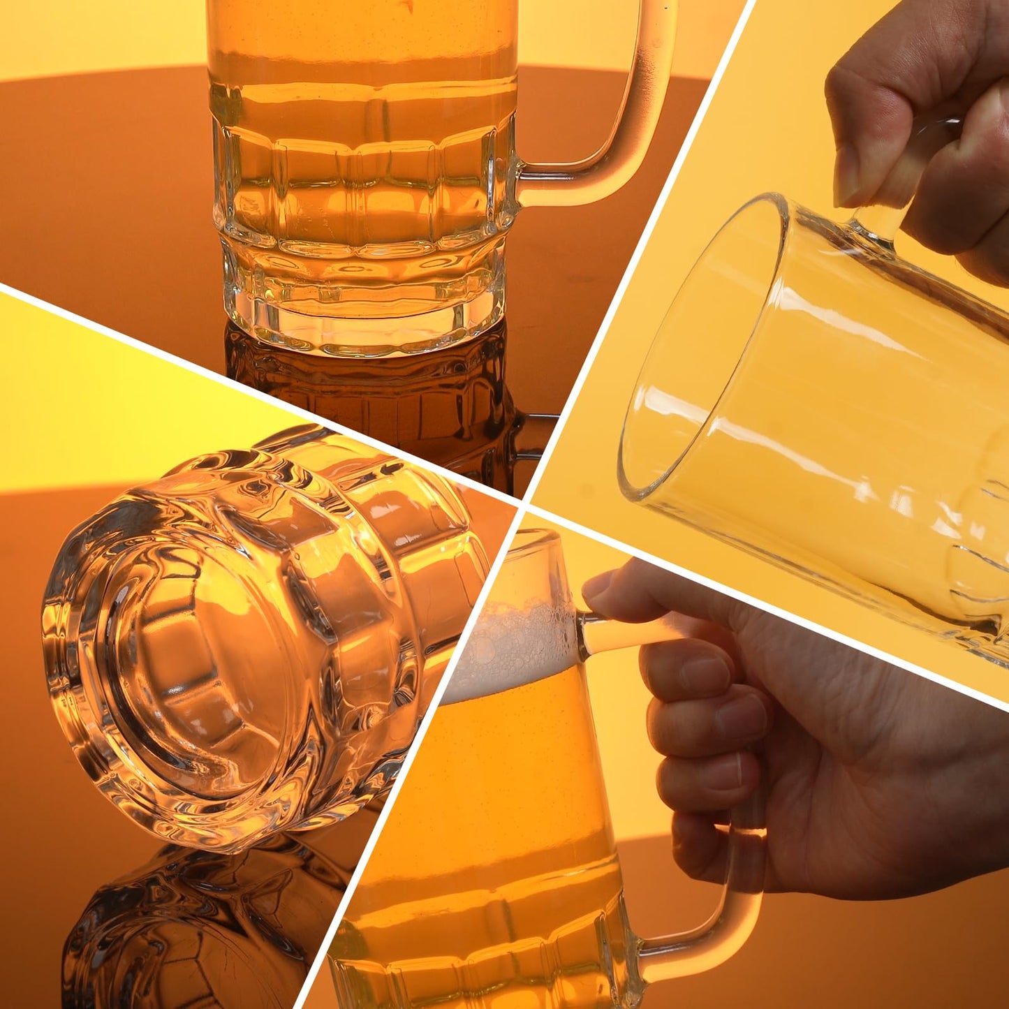 20 OZ Bierkrüge, große, klare deutsche Biergläser mit Henkel für Männer, 2er-Set