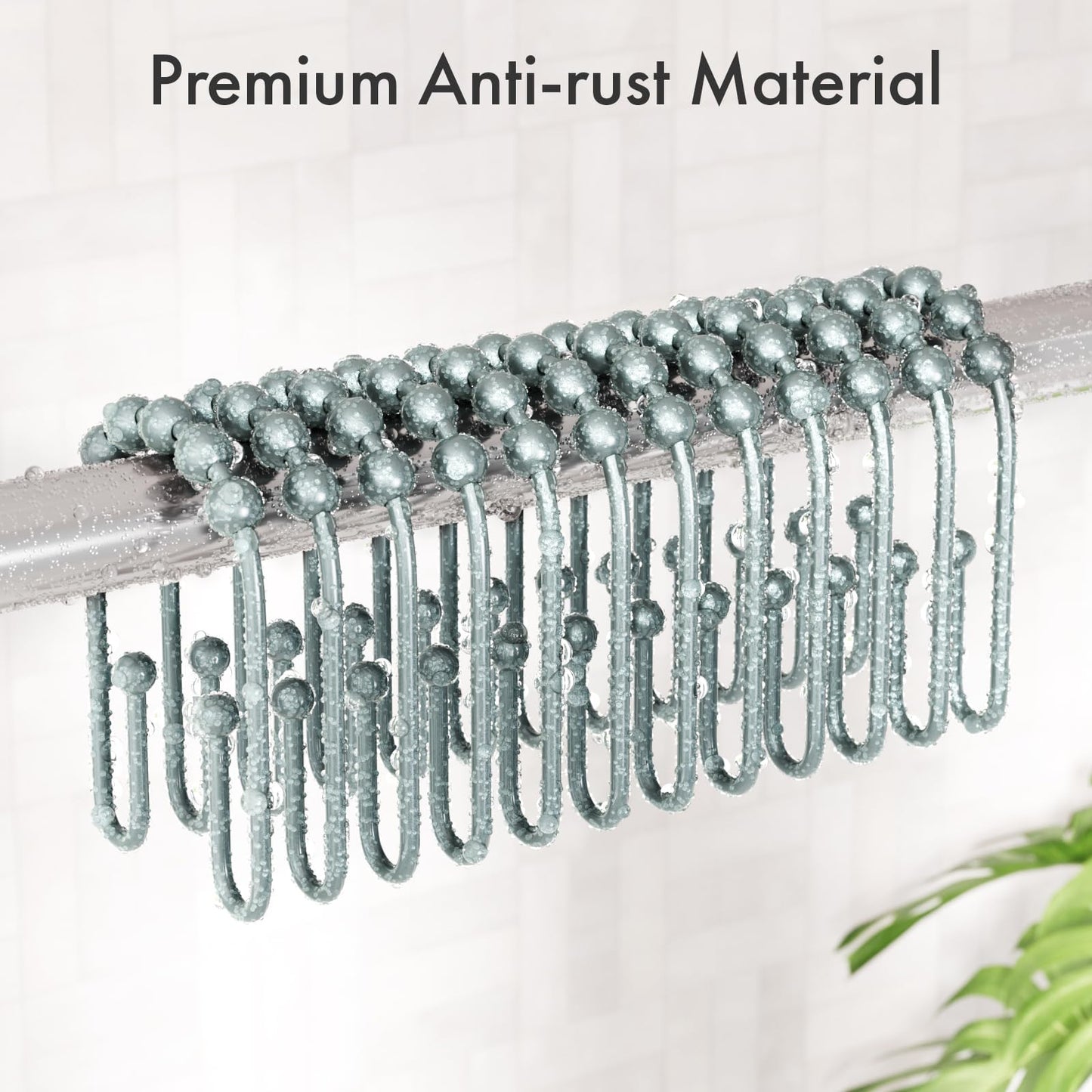 AmazerBath Duschvorhanghaken, Duschvorhangringe aus Metall, rostfrei, doppelseitige Duschvorhanghaken für Duschvorhangeinlage, glatte Duschhakenringe aus gebürstetem Nickel für Badezimmer, 12er-Set