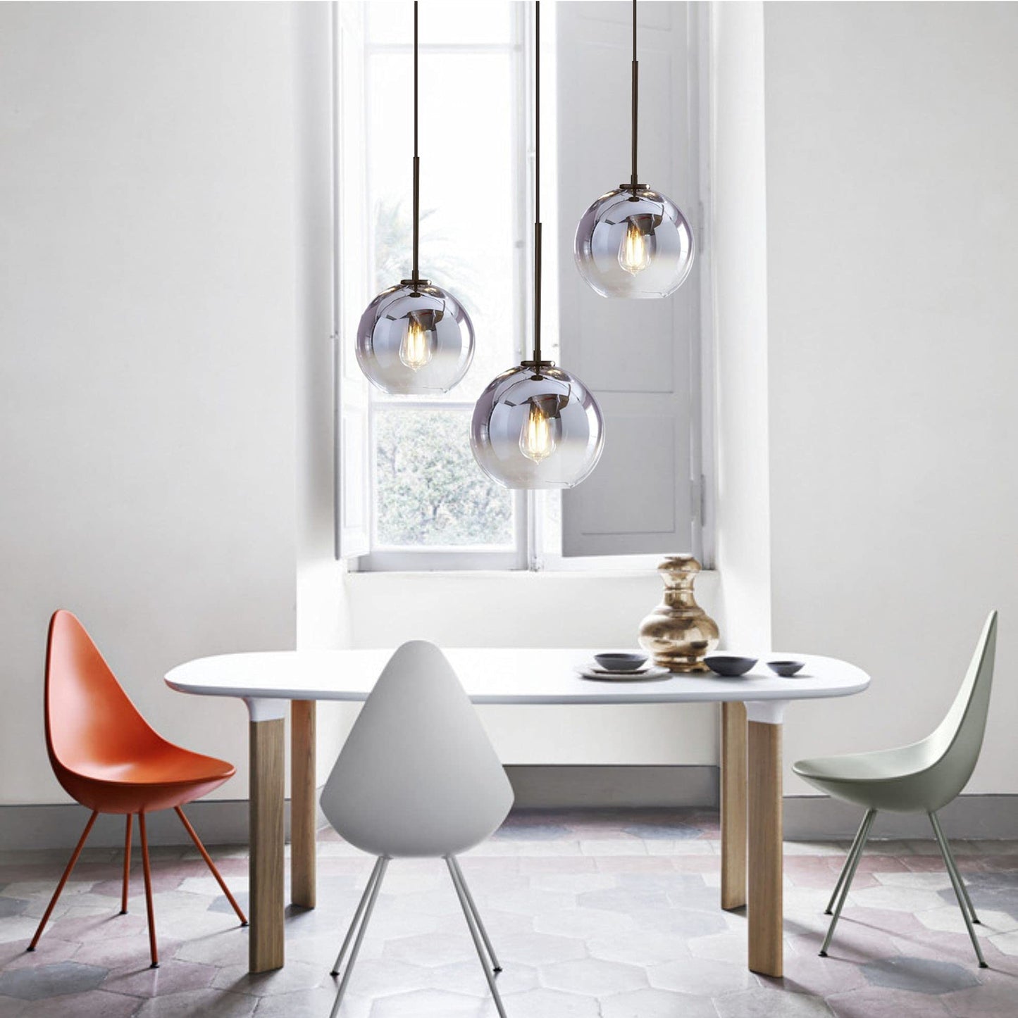 KCO Lighting Gold Cluster Pendelleuchte 3-flammige Cluster Pendelleuchte Große Glaspendelleuchten Kücheninsel Bubble Globe Kronleuchter Mid Century Modern Hängeleuchte