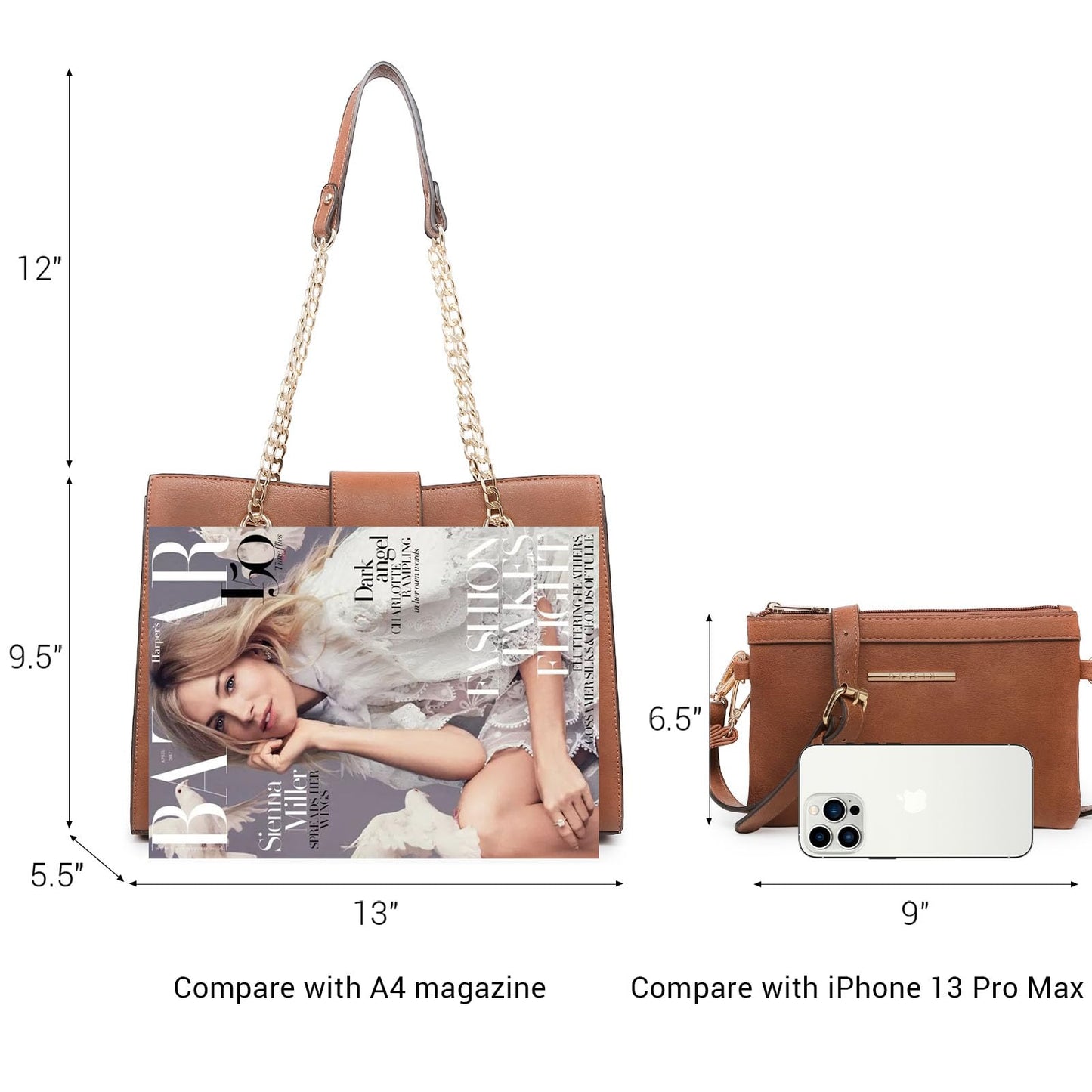 Dasein Lederhandtasche, Tragetasche, Hobo-Tasche für Damen, Schultertasche, Henkeltasche oben, Umhängetasche mit passender Clutch