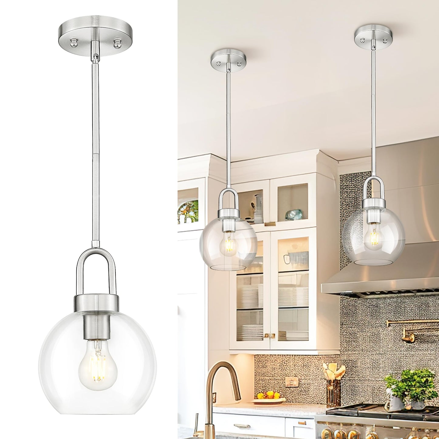 TENGXIN 7-Zoll-Pendelleuchte für Kücheninsel – gebürstetes Gold-Finish mit Milchglasschirm, eleganter Bauernhausstil, perfekt für Esszimmer oder Schlafzimmer, TXPLBG15-MG