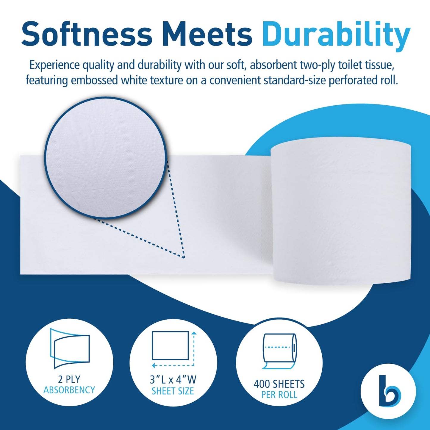 Boardwalk B6144 2-Ply Septic Safe Toilet Tissue - White (96/Carton)
