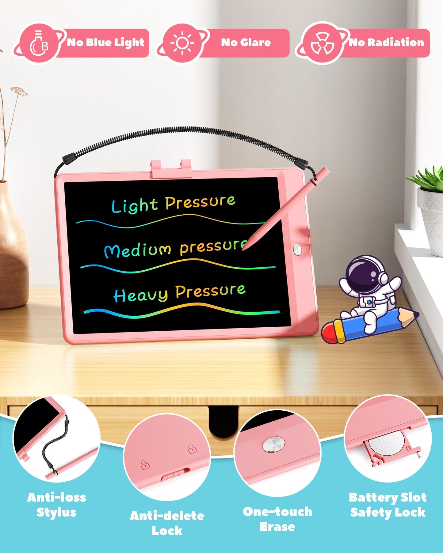 KOKODI LCD Writing Tablet, Valentines Day Gifts for Kids,10 Inch Colorful Toddler Doodle Board Drawing Tablet, Erasable Reusable Electronic Drawing Pads, Educational and Learning Toys for Kids