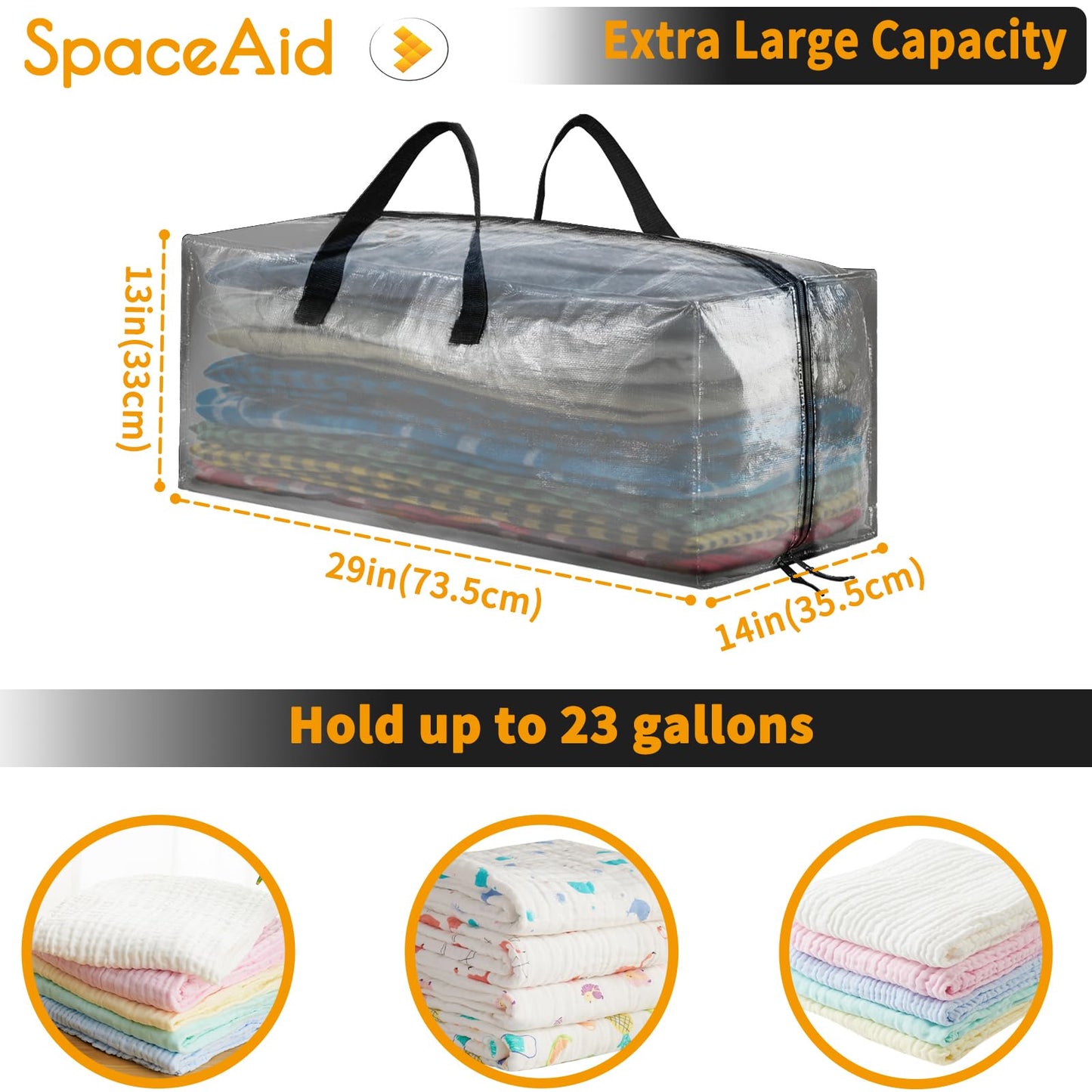 SpaceAid Strapazierfähige Umzugstaschen, extragroße Aufbewahrungstaschen mit Rucksackgurten, starken Griffen und Reißverschlüssen, Alternative zu Umzugskartons, Verpackungs- und Umzugszubehör, Schwarz (10er-Pack)