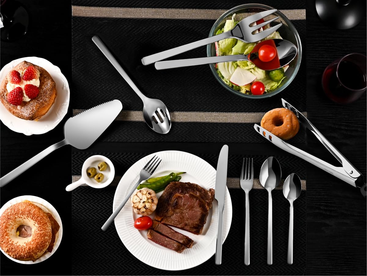 KINGSTONE Besteckset, 20-teiliges Besteckset für 4 Personen, Besteck aus Edelstahl 18/10, hochglanzpoliert, spülmaschinenfest, für Zuhause, Restaurant, Hochzeit, Party (Silber, 20-teilig für 4)