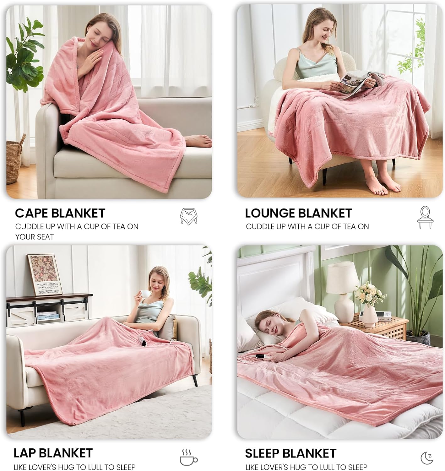Chateau Marchetti® Luxe Heated Throw – 50x60 Ultra-Soft Sherpa & Flannel Electric Blanket (Gray)
