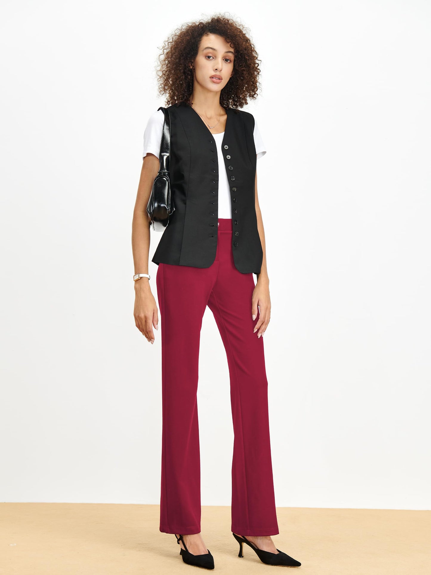 Pantalon extensible pour femme Tapata 28''/30''/32''/34'' avec poches, taille haute, petite, taille standard pour le travail au bureau