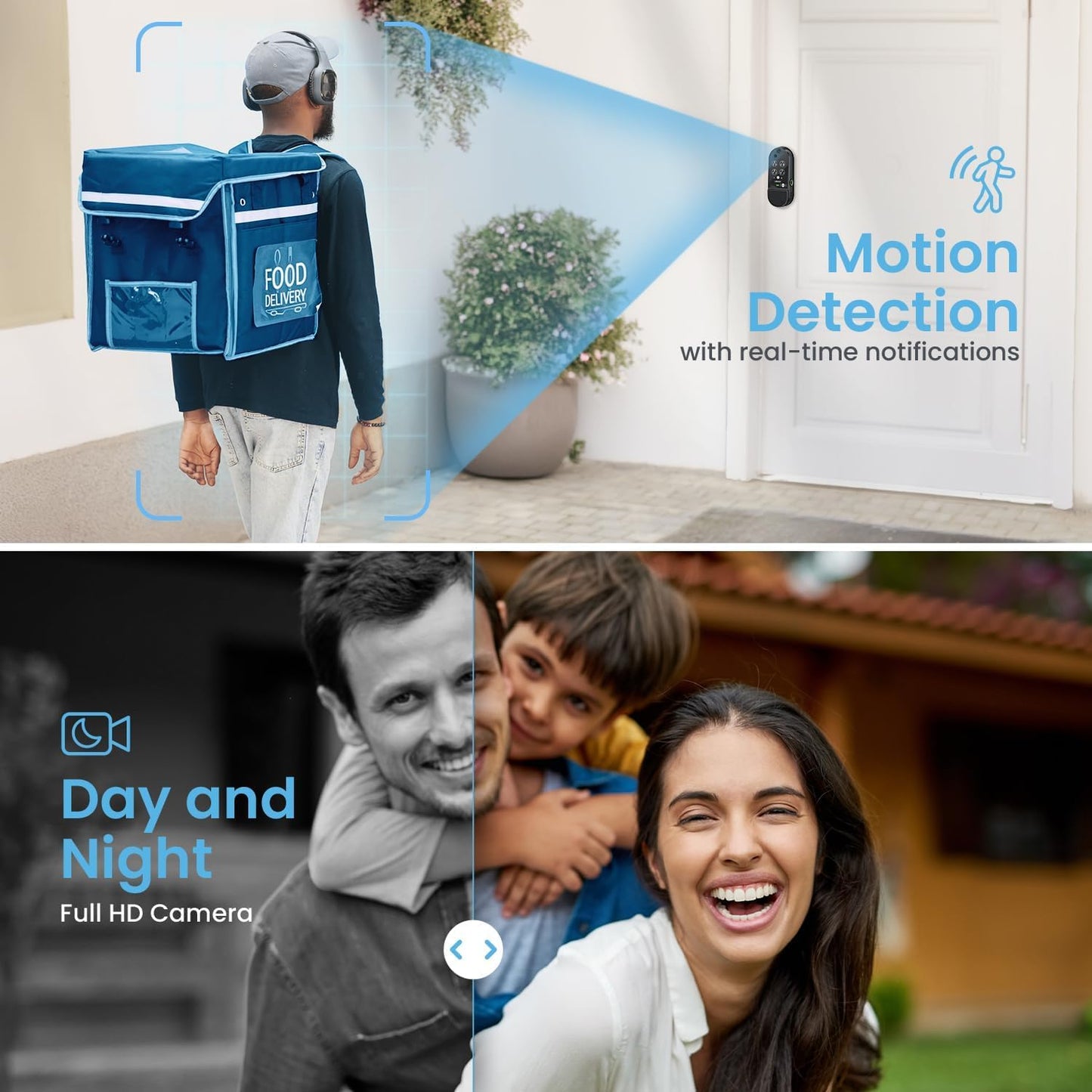 Lockly Vision Elite - Serrure intelligente vidéo WiFi avec caméra de vision nocturne, capteur de mouvement, empreinte digitale biométrique, commande vocale, télécommande par application, sonnette, panneau solaire, clavier numérique, nickel satiné
