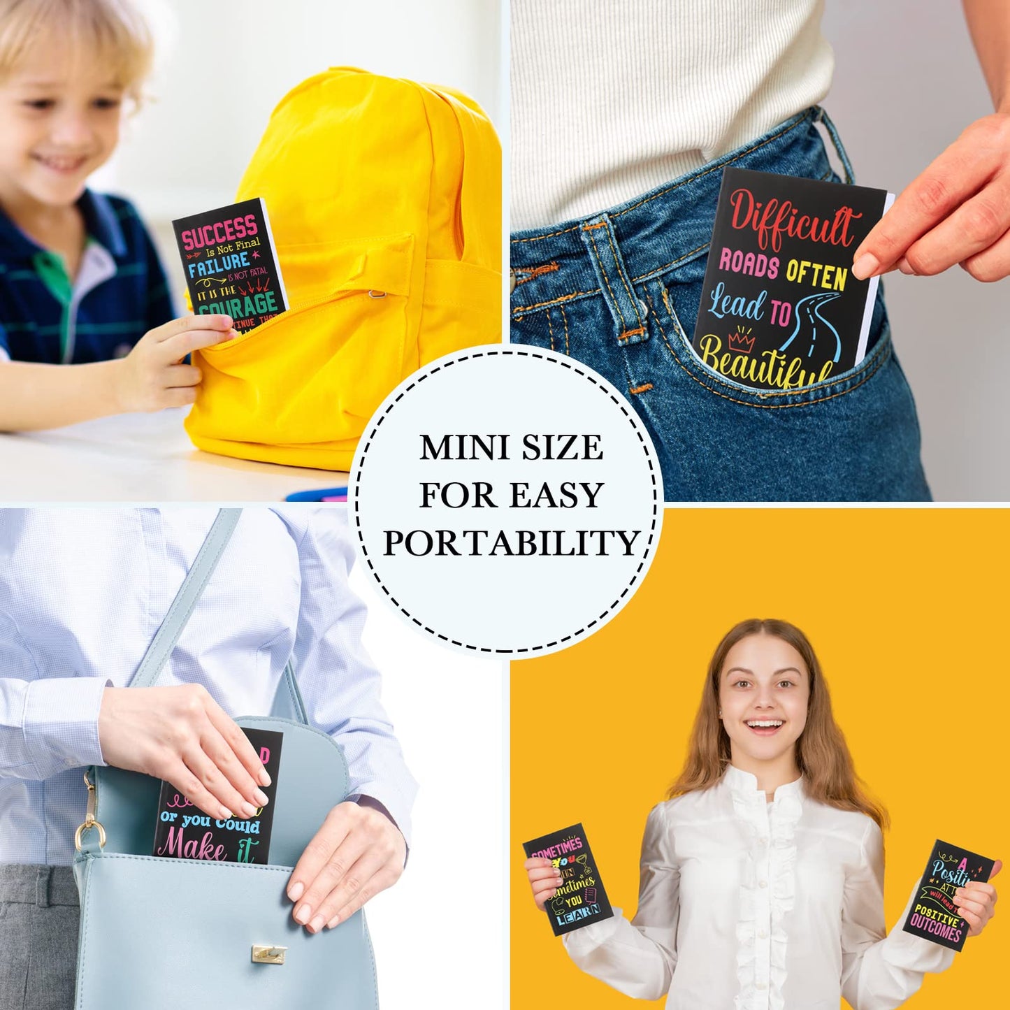 Sabary “100 Individual Gifts. Each One Inspires.” Notepads Ballpoint Pens Sets Mini Motivational Pocket Notebooks