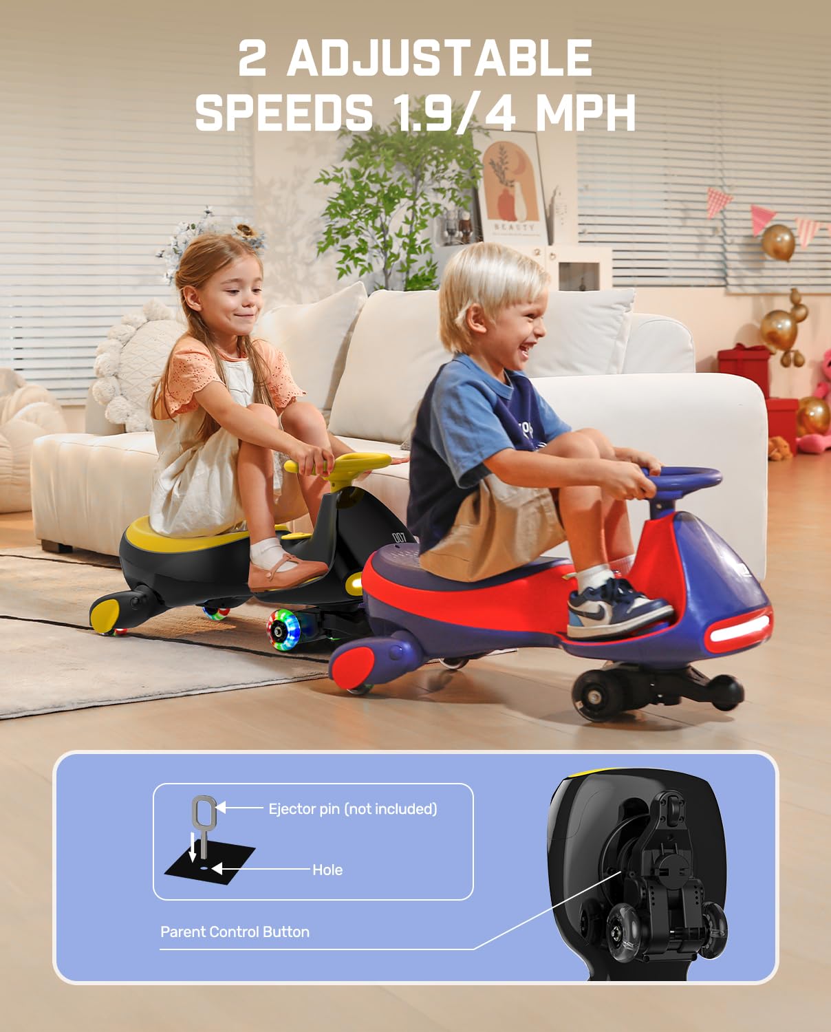 12V N7 Pro Electric Wiggle Car – Pedal-Powered Fun for Kids, Lights & Bluetooth Ride-On (by Fanttik)