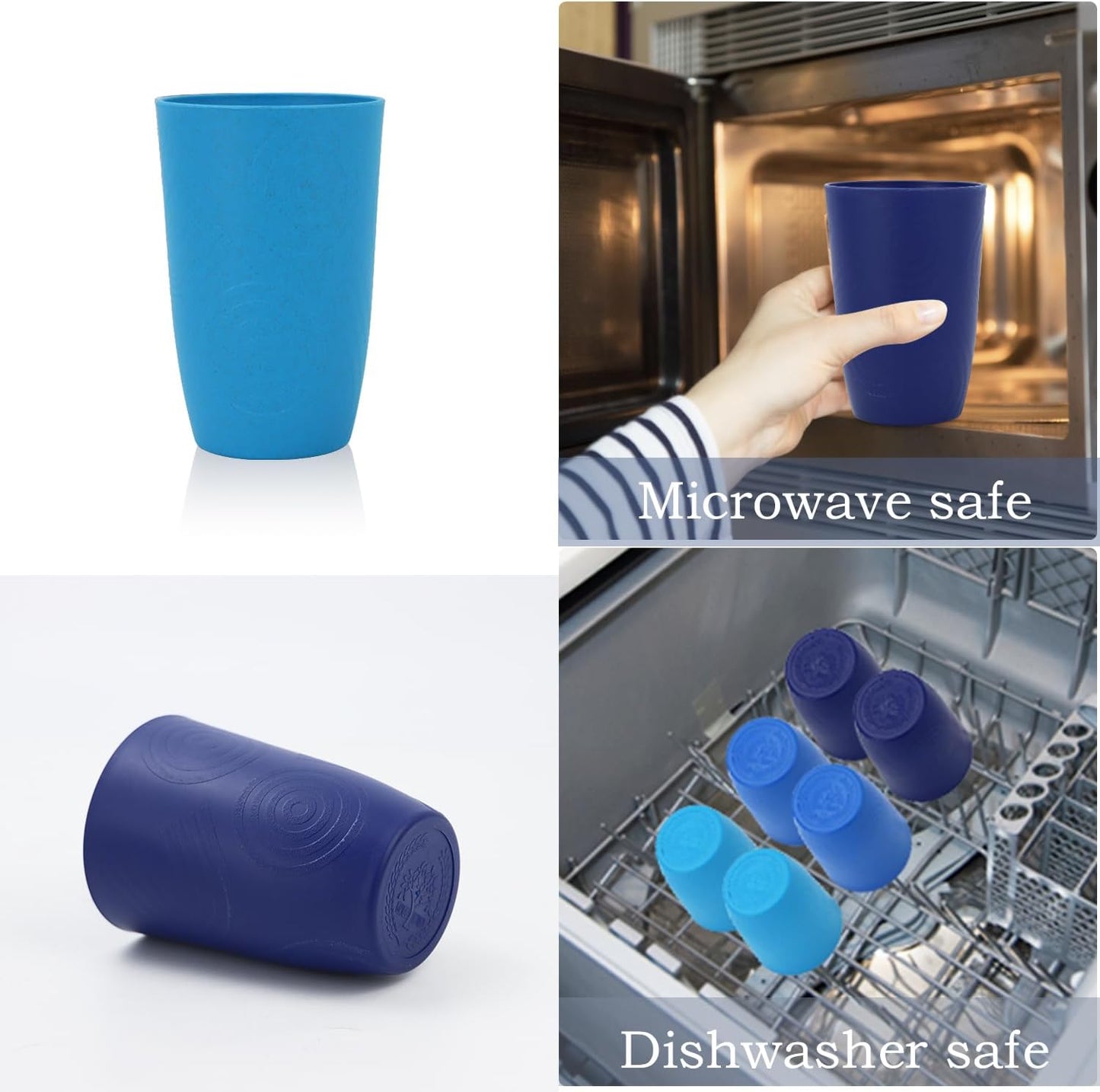 Homienly Becher mit Weizenstrohhalm, Plastikbecher, unzerbrechliche Trinkbecher, wiederverwendbare, spülmaschinenfeste Wassergläser, stapelbare Plastik-Wasserbecher in mehreren Farben (20 OZ, 8 Stück)