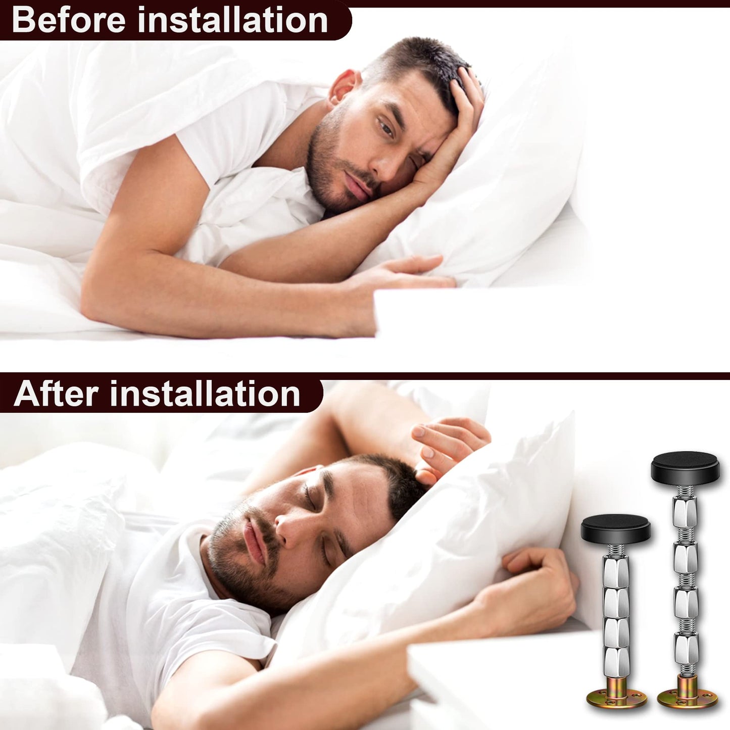 Krisler Verstellbares Anti-Shake-Werkzeug mit Gewinde für Bettrahmen, Kopfteilstopper, Anti-Shake-Werkzeug neben dem Bett für Betten, Schränke, Sofas, 4 Stück (27–114 mm)