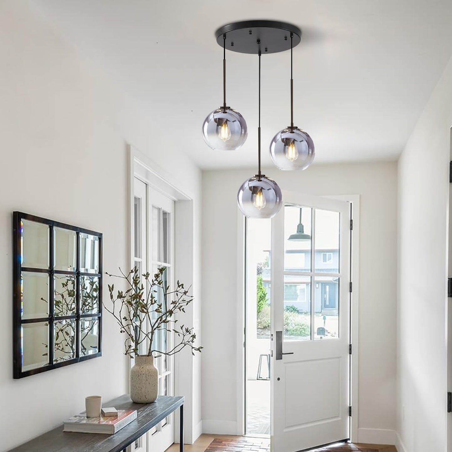 KCO Lighting Gold Cluster Pendelleuchte 3-flammige Cluster Pendelleuchte Große Glaspendelleuchten Kücheninsel Bubble Globe Kronleuchter Mid Century Modern Hängeleuchte