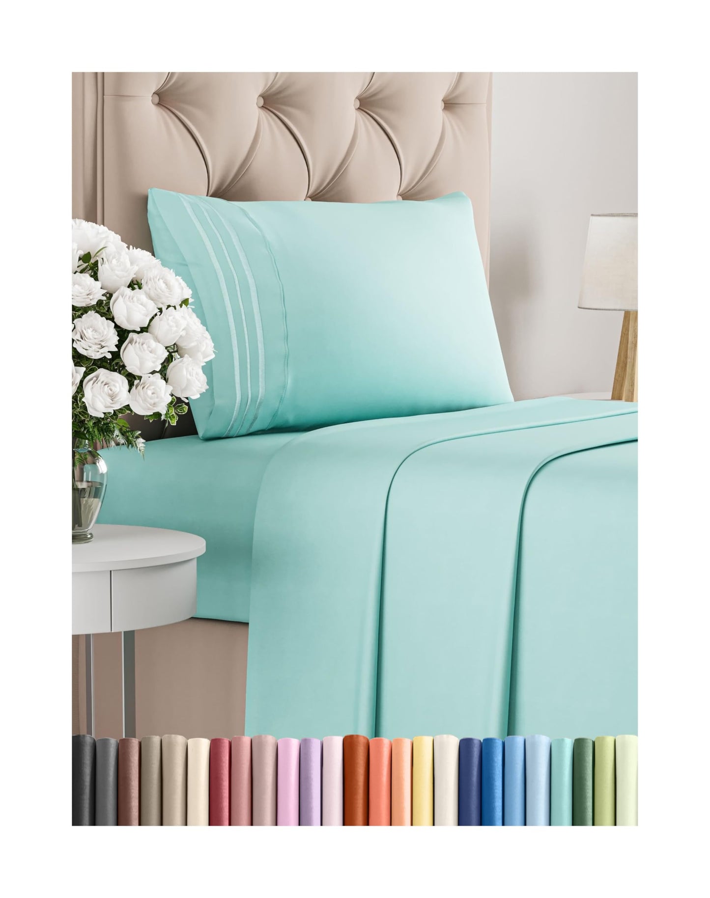 Queen Size 4 Piece Sheet Set - Comfy Breathable & Cooling Sheets - Hotel Luxury Bed Sheets for Women & Men - Deep Pockets, Easy-Fit, Extra Soft & Wrinkle Free Sheets - Yellow Oeko-Tex Bed Sheet Set