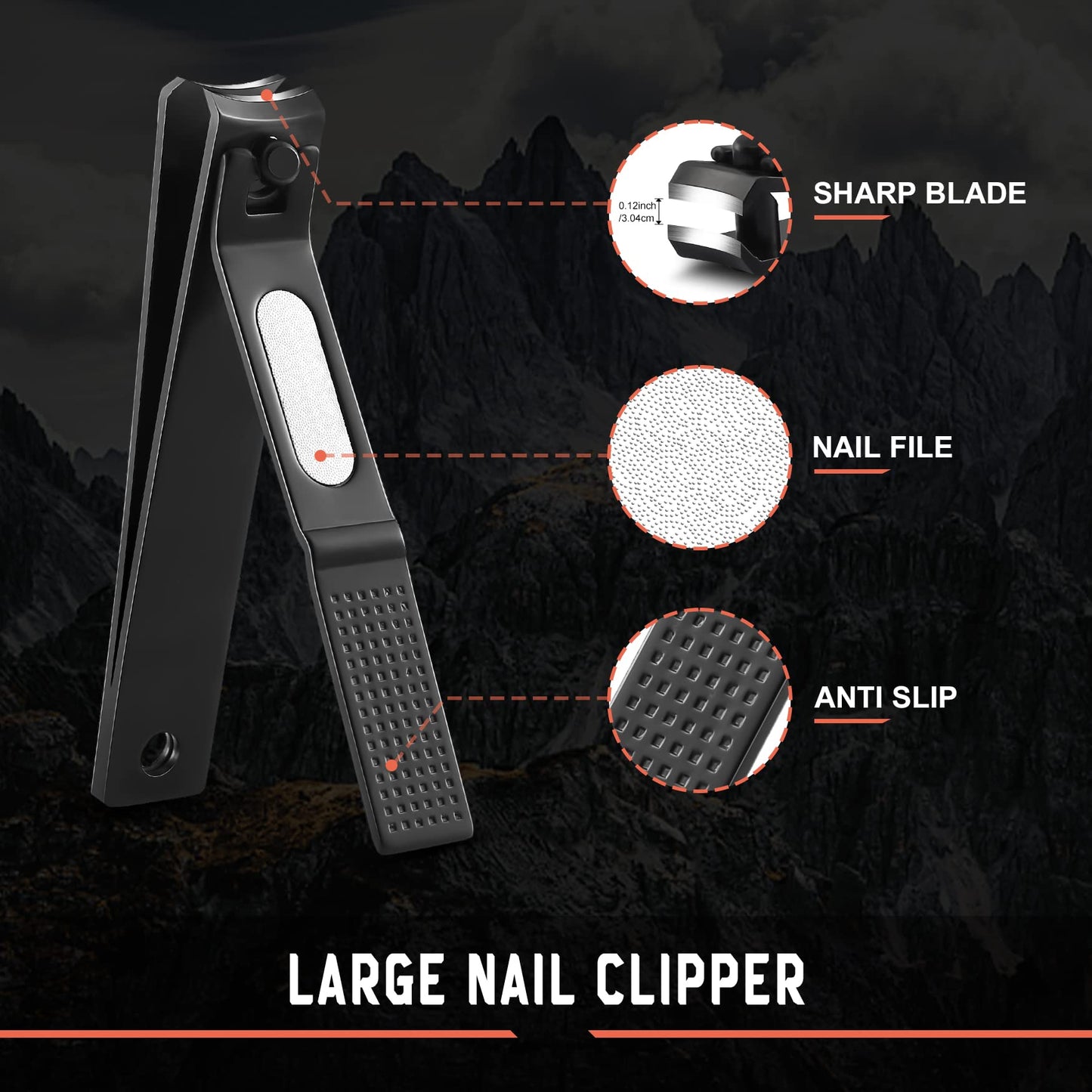 BEZOX Angled Head Toe Nail Clippers for Seniors for Thick Nails - Ergonomic Toenails Clipper for Thick Toenails, Premium Finger Nails Clipper for Adult with Catcher - Black