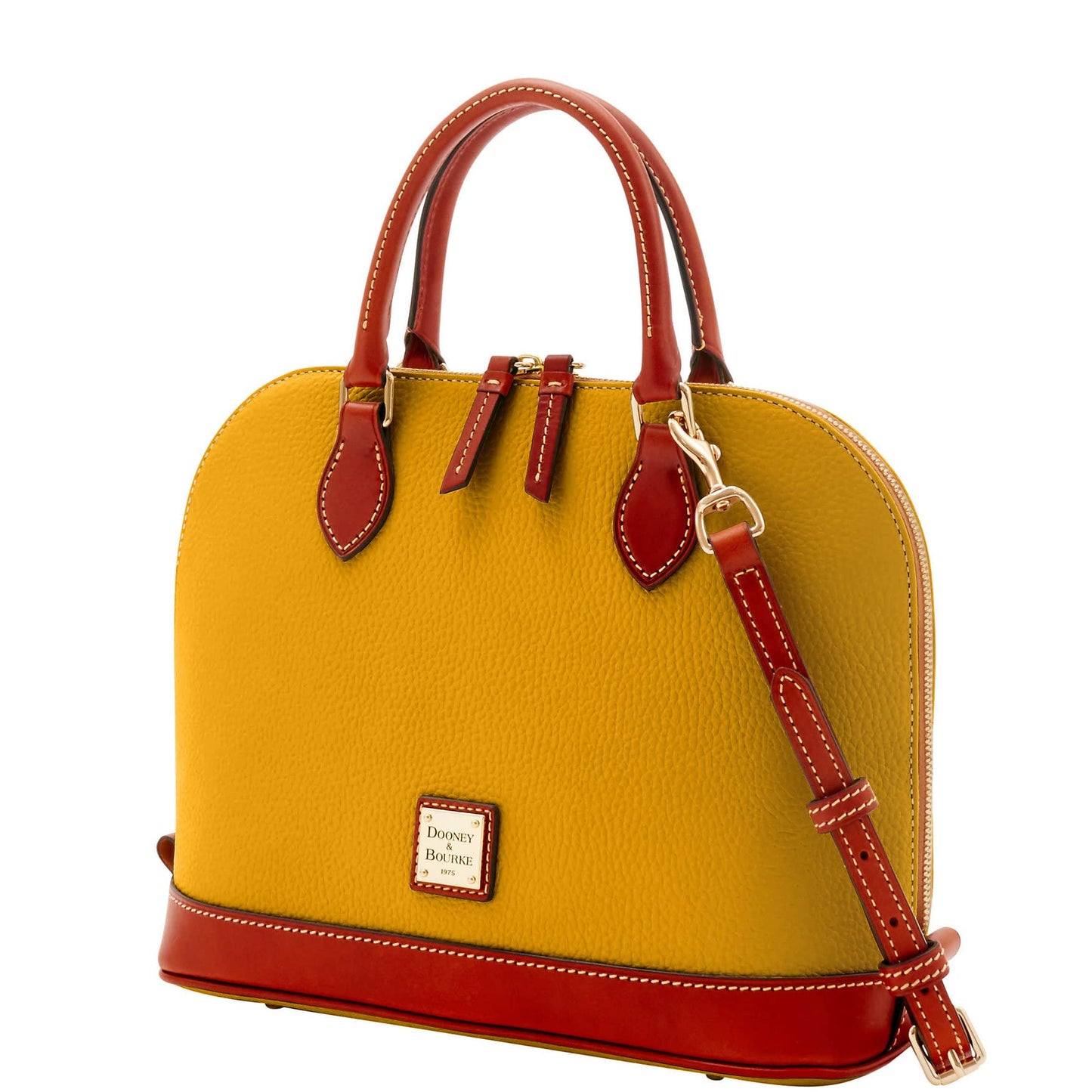 Dooney & Bourke Women's Zip Zip Satchel in Pebble Grain Leather, Large Handbag with Adjustable & Detachable Shoulder Strap