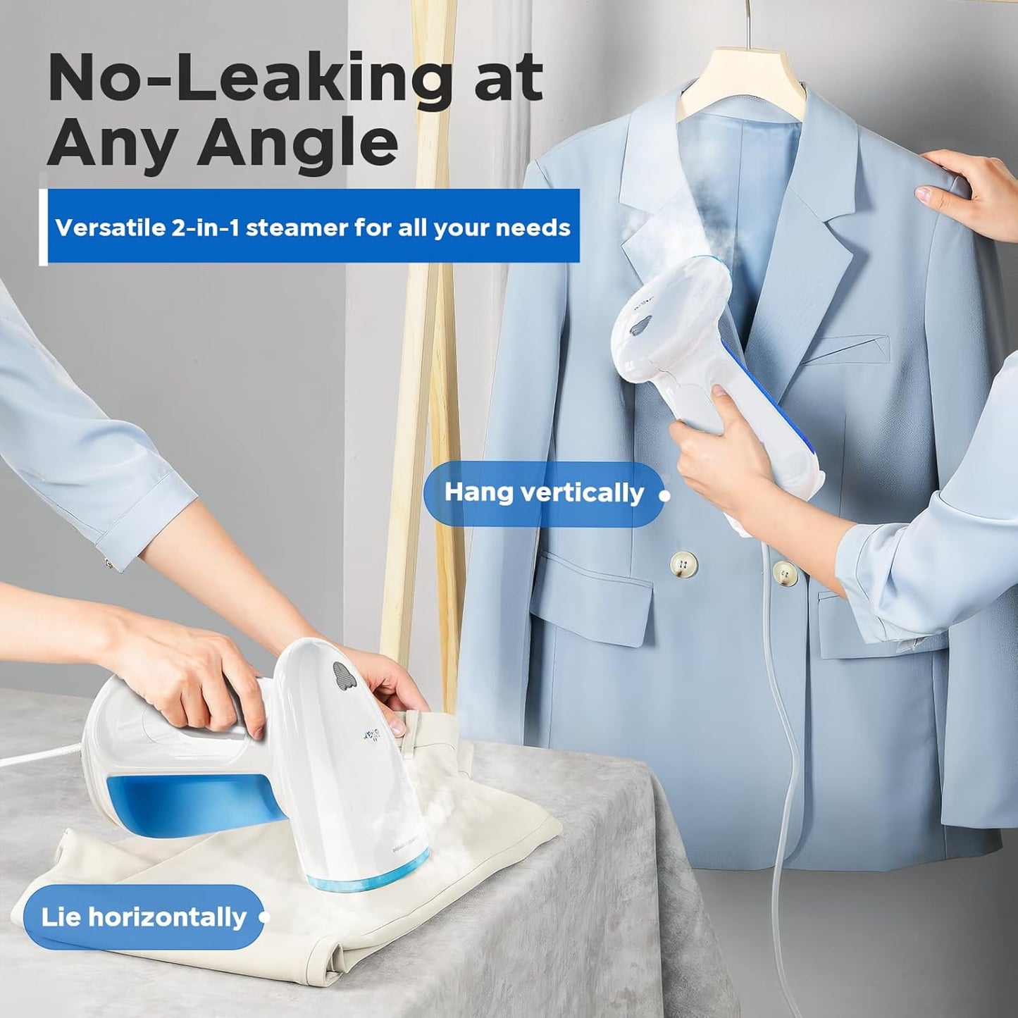 Steamer for Clothes, 1300W Powerful Fast-Heating Handheld Garment and Clothes Steamer with Large 230ml Tank, Auto-Off Safety, Includes Brush, Perfect for Home and Travel Wrinkle Removal