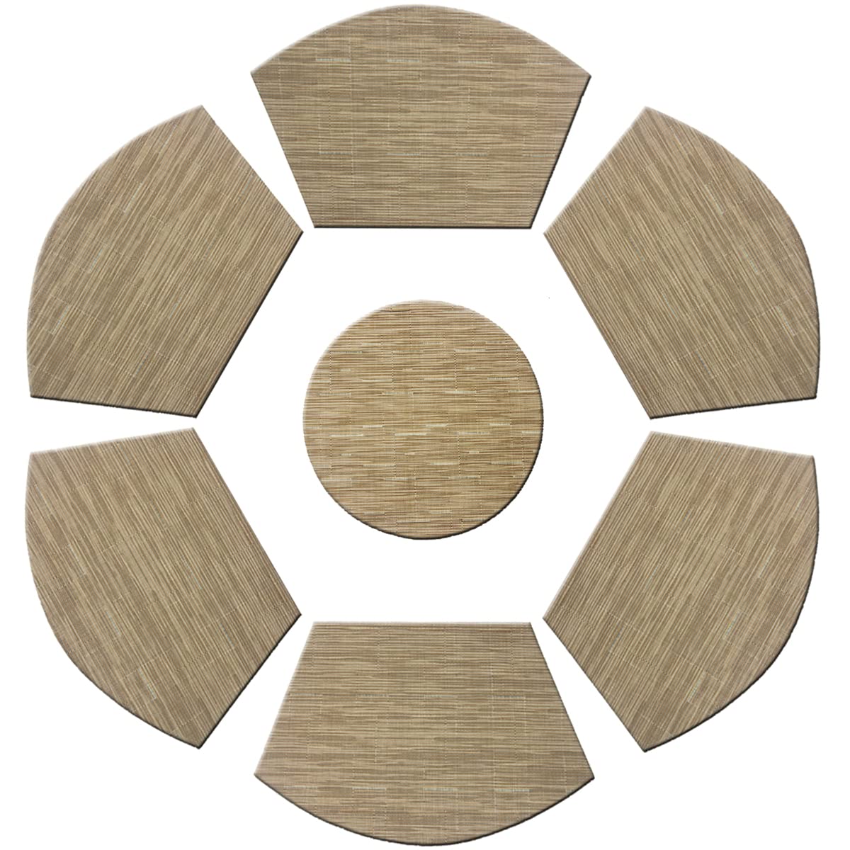 PIGCHCY Keilförmige Tischsets für den Esstisch, kreuzgewebt, waschbares Vinyl-Tischset, hitzebeständig, runde Tischsets, 4er-Set (Silbergrau)